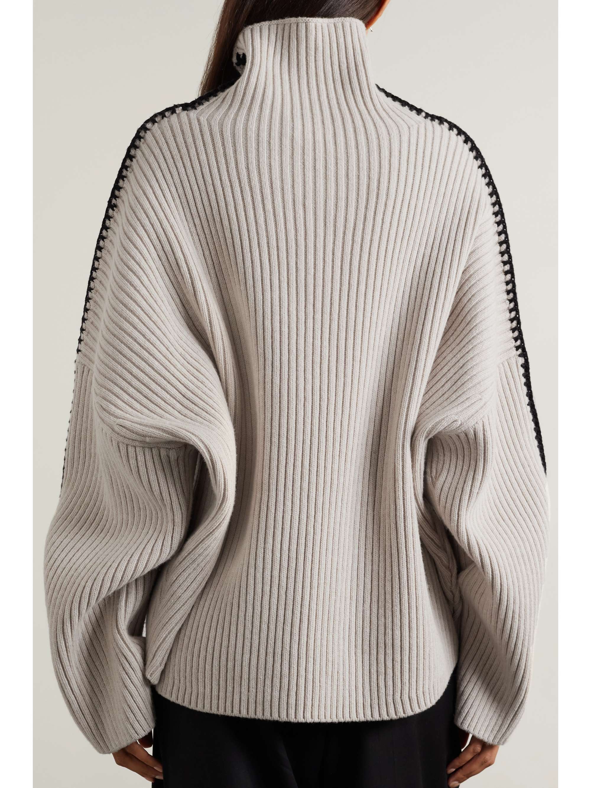 RAG & BONE Ingrid whipstitched ribbed wool turtleneck sweater