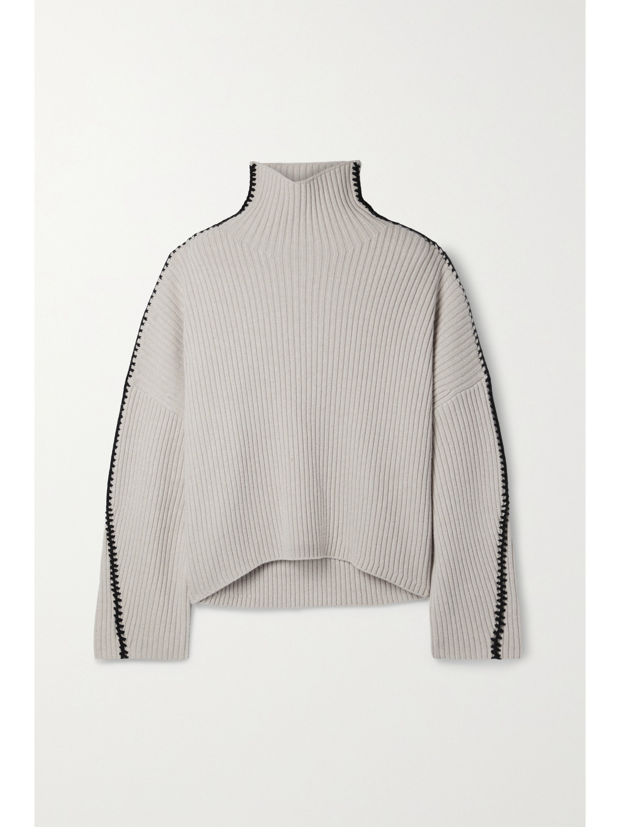 RAG & BONE INGRID WHIPSTITCHED RIBBED WOOL TURTLENECK SWEATER