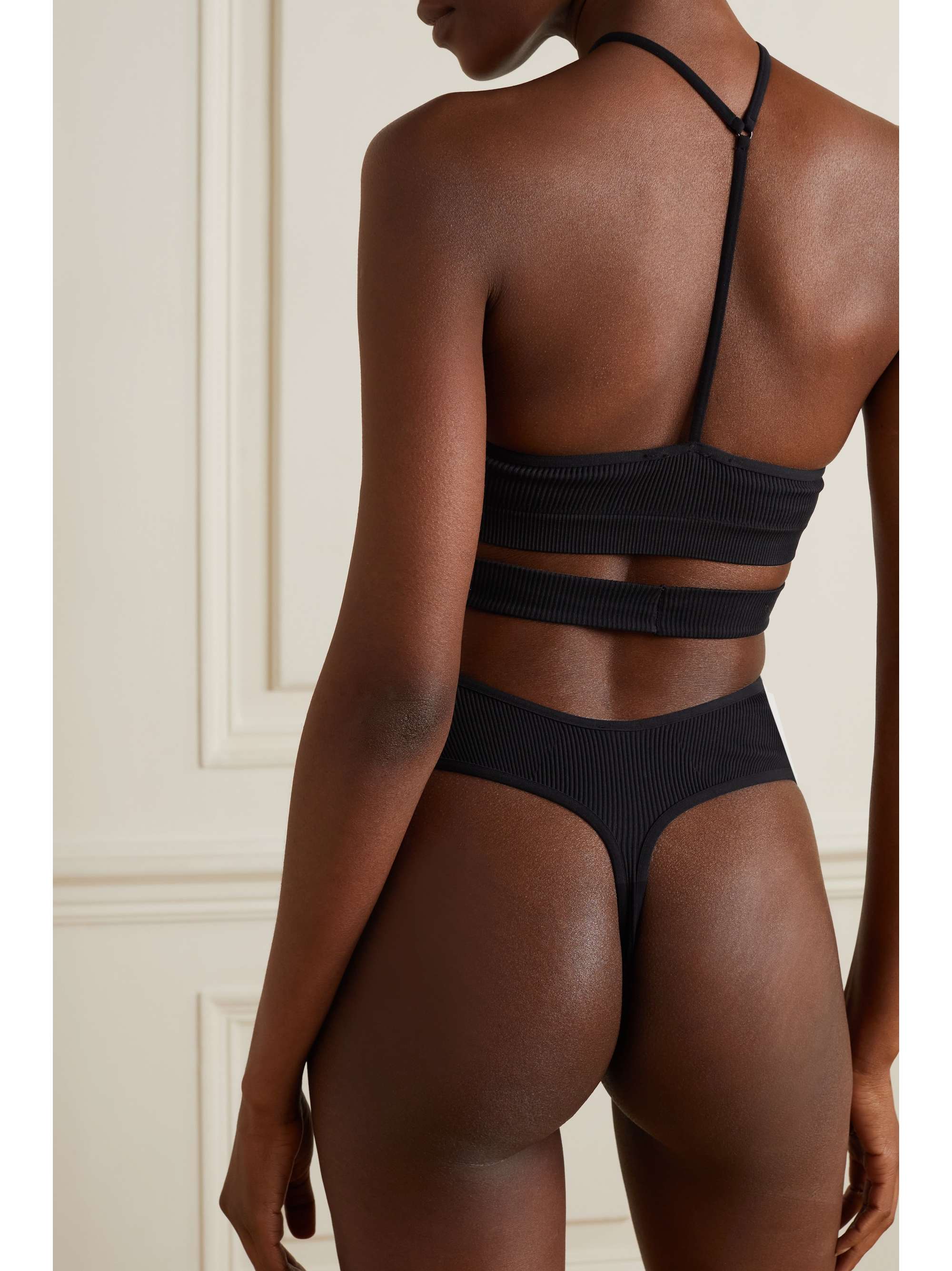 ANDREĀDAMO Cutout ribbed stretch-jersey bra