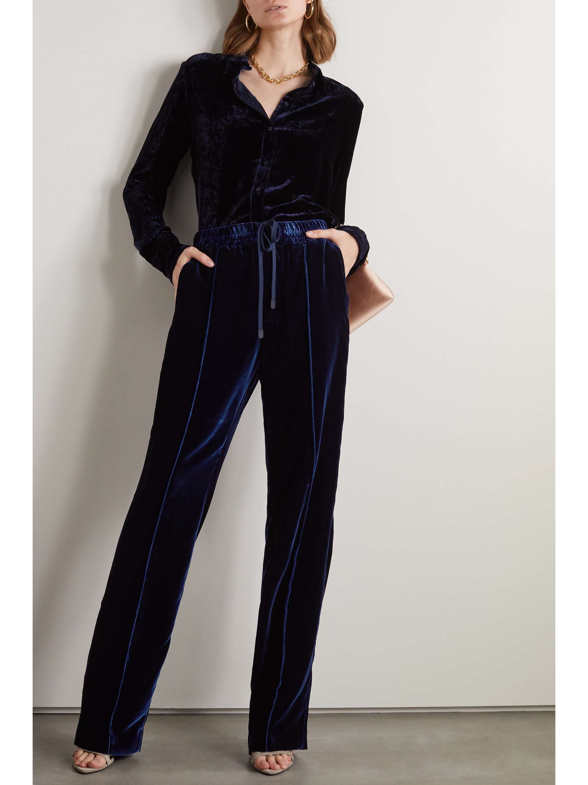 TOM FORD Pleated velvet track pants