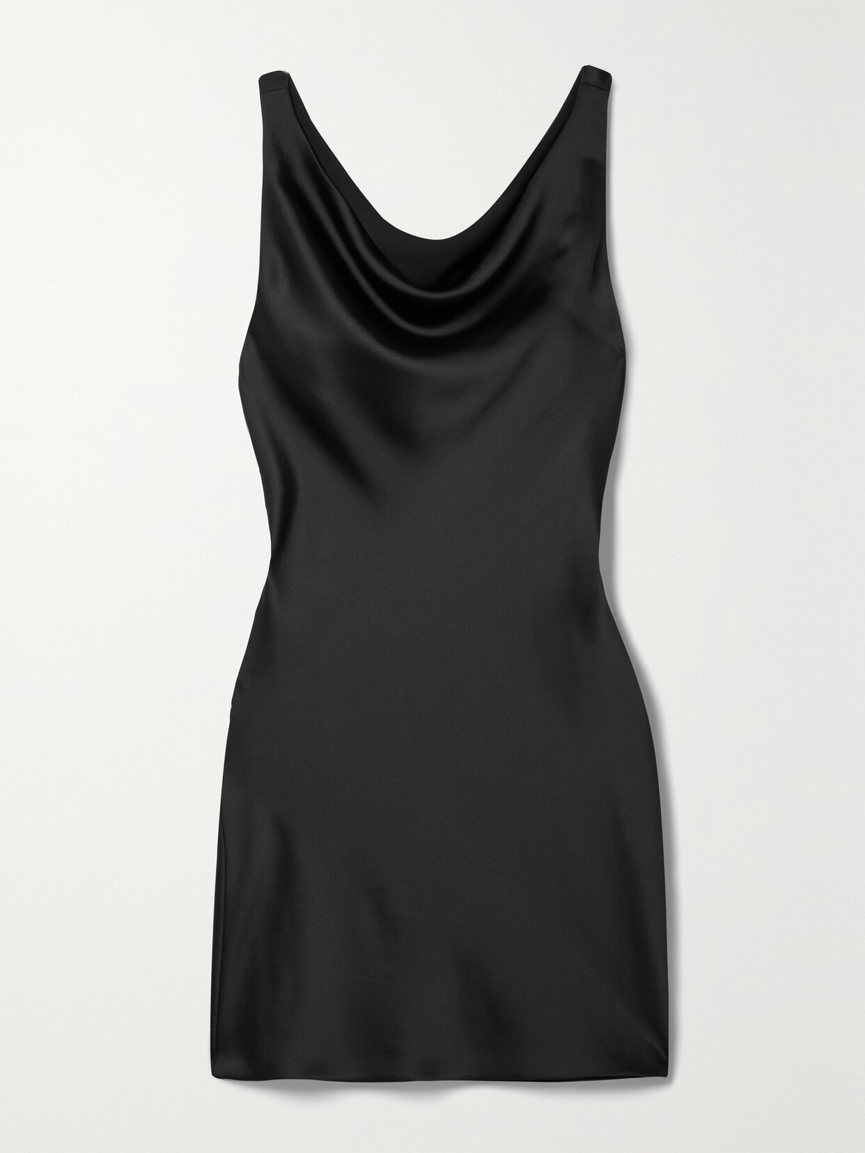 Norma Kamali Maria Cowl-neck Satin Mini Dress In Black