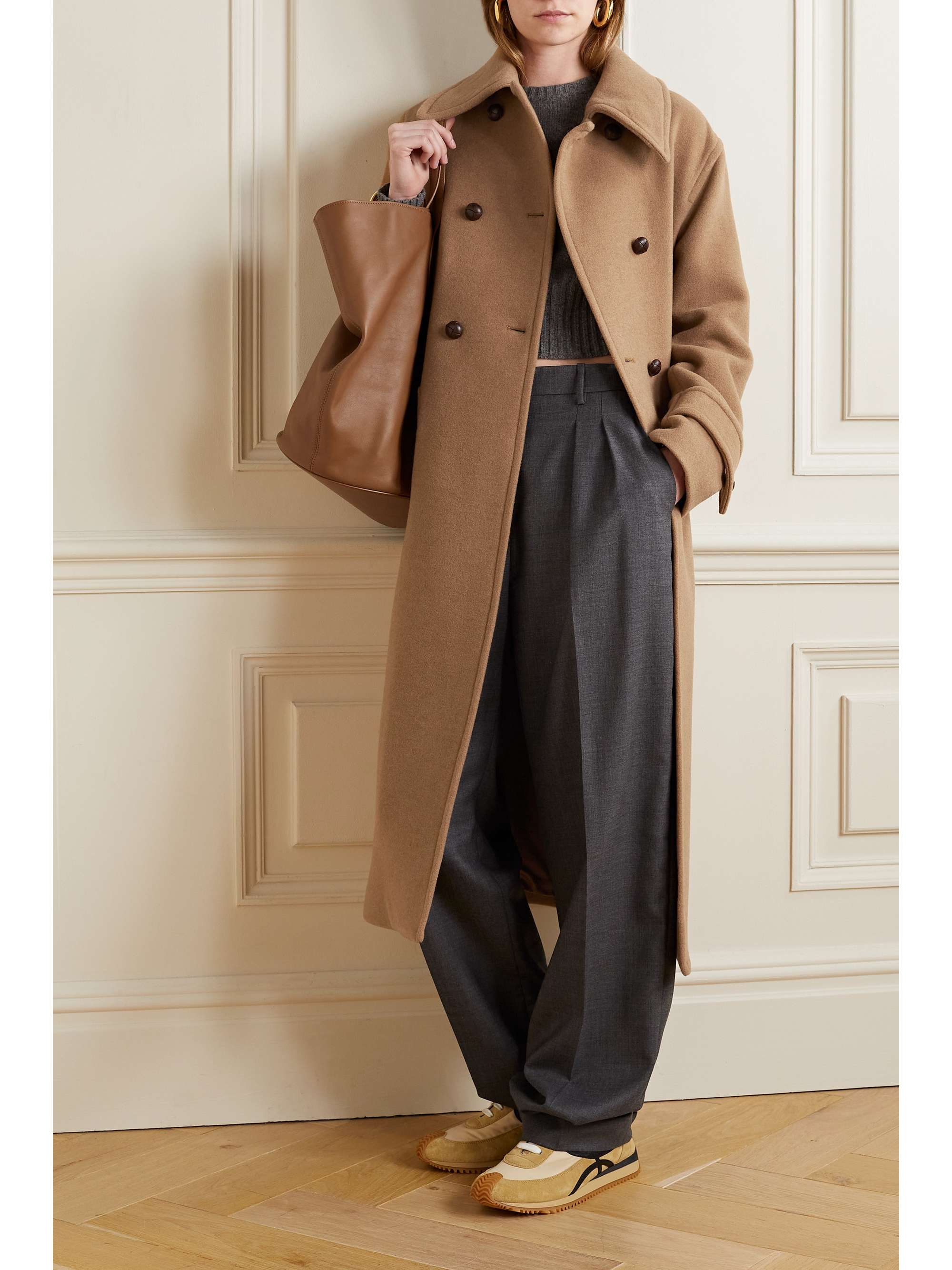 Camel Amin belted camel hair coat 