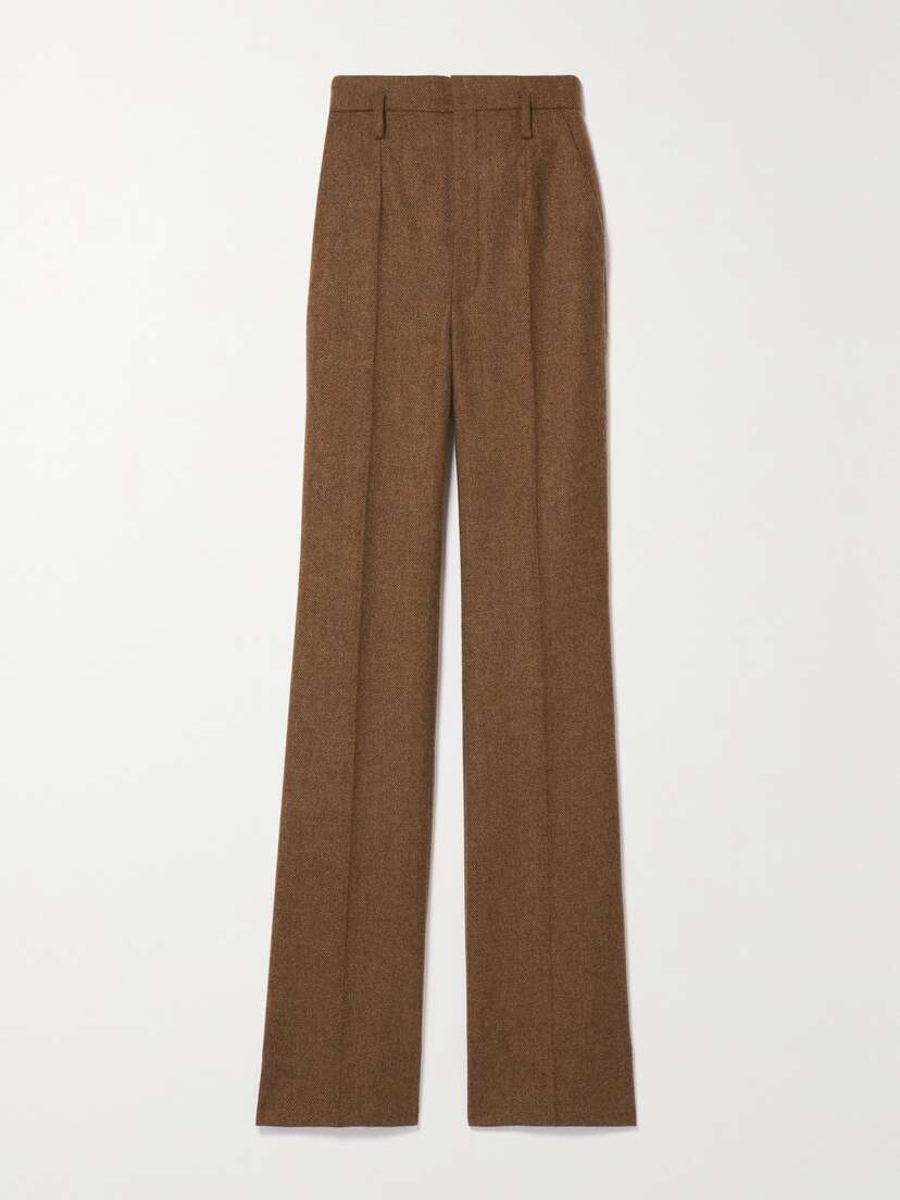SAINT LAURENT Pleated Wool Flared Pants