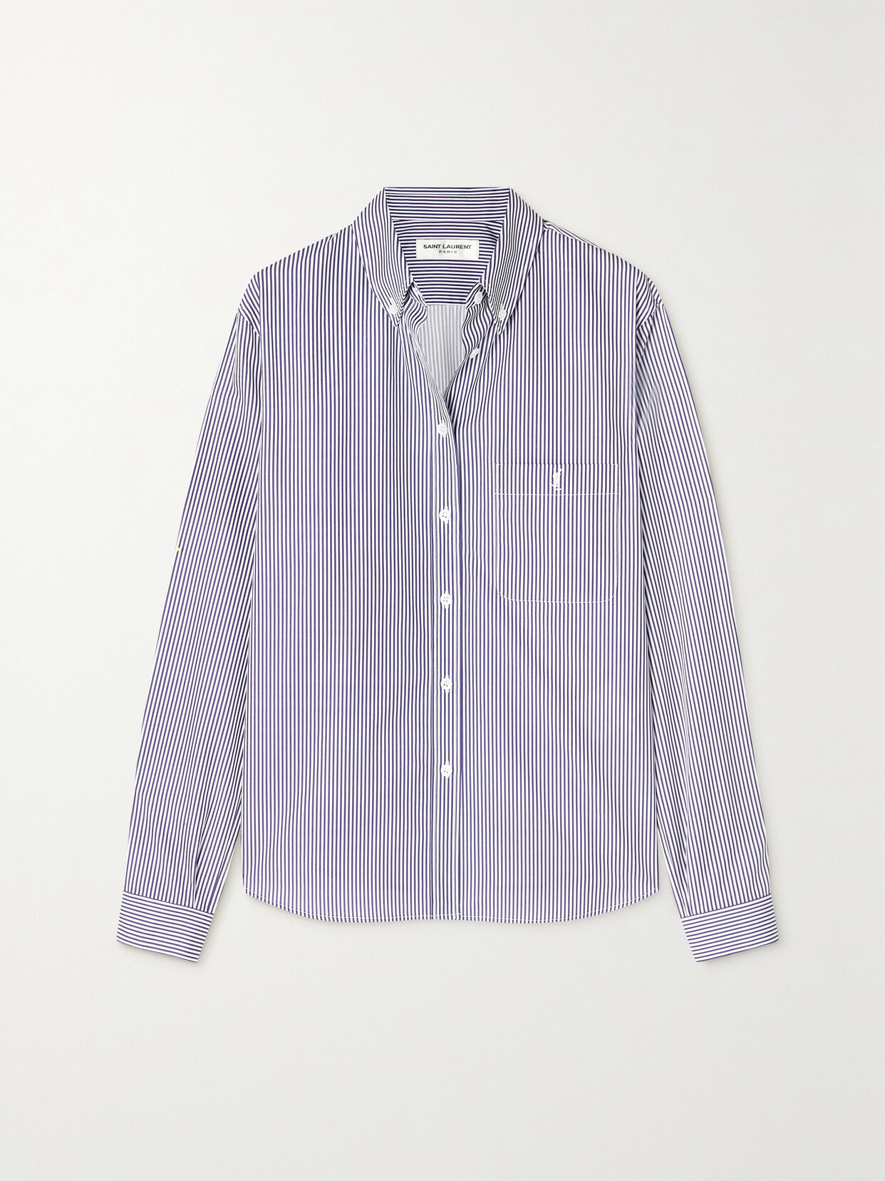 Saint Laurent Stripe Cotton Poplin Button-down Shirt In White