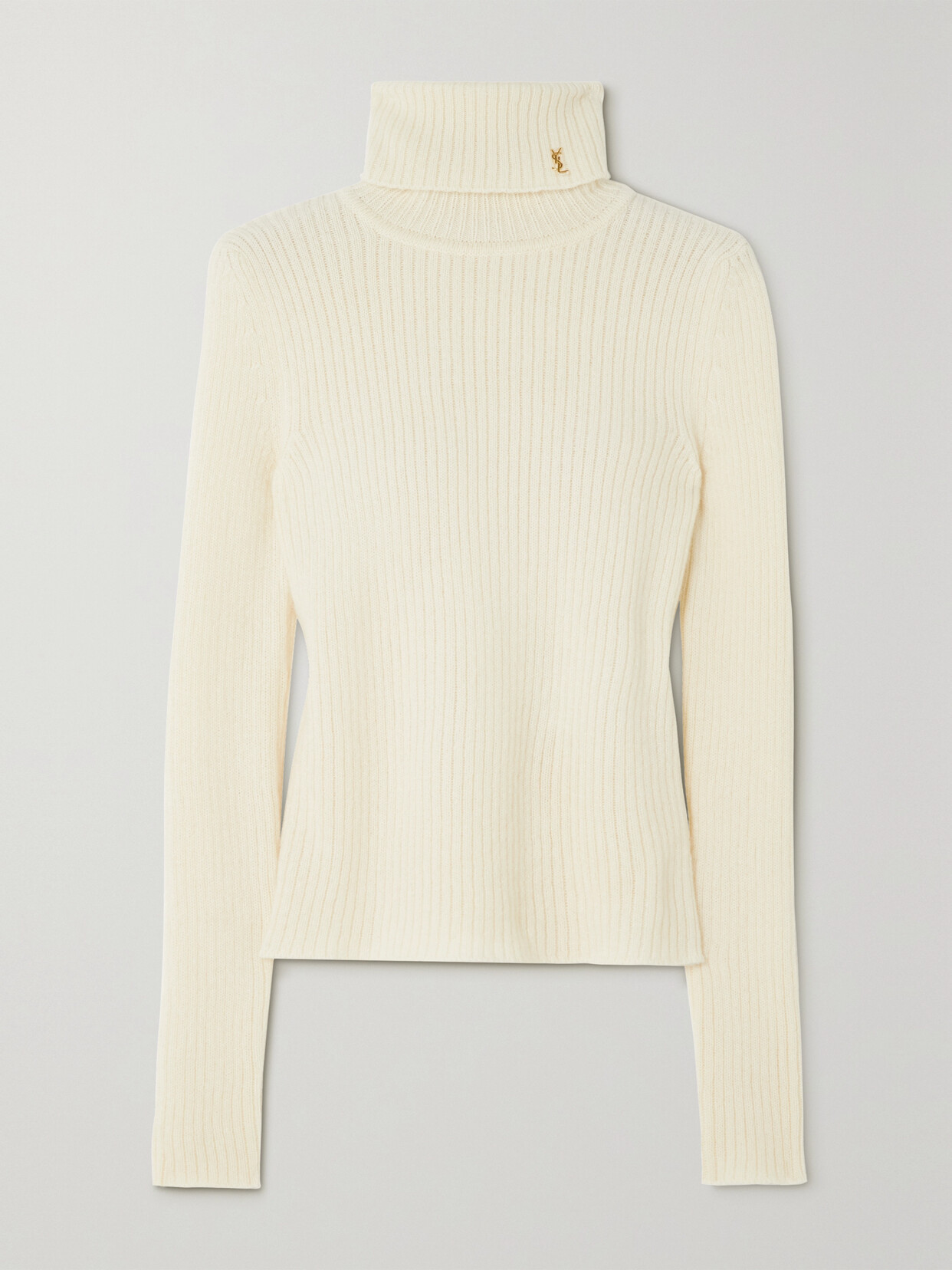 SAINT LAURENT - Ribbed-knit Turtleneck Sweater - Off-white