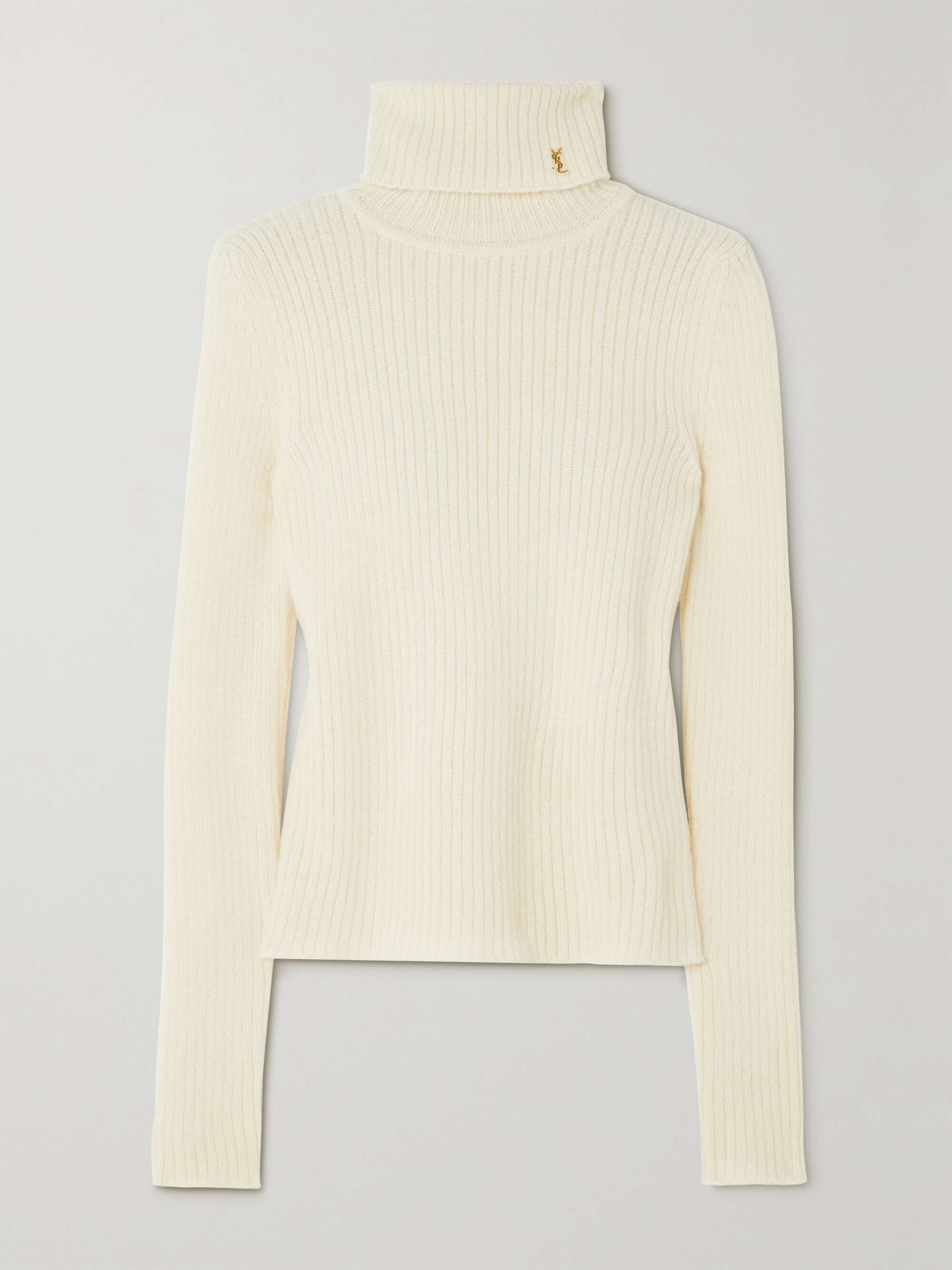 Saint Laurent Cassandre Turtleneck Sweater in Wool/Cashmere and Mohair - White - Women - M