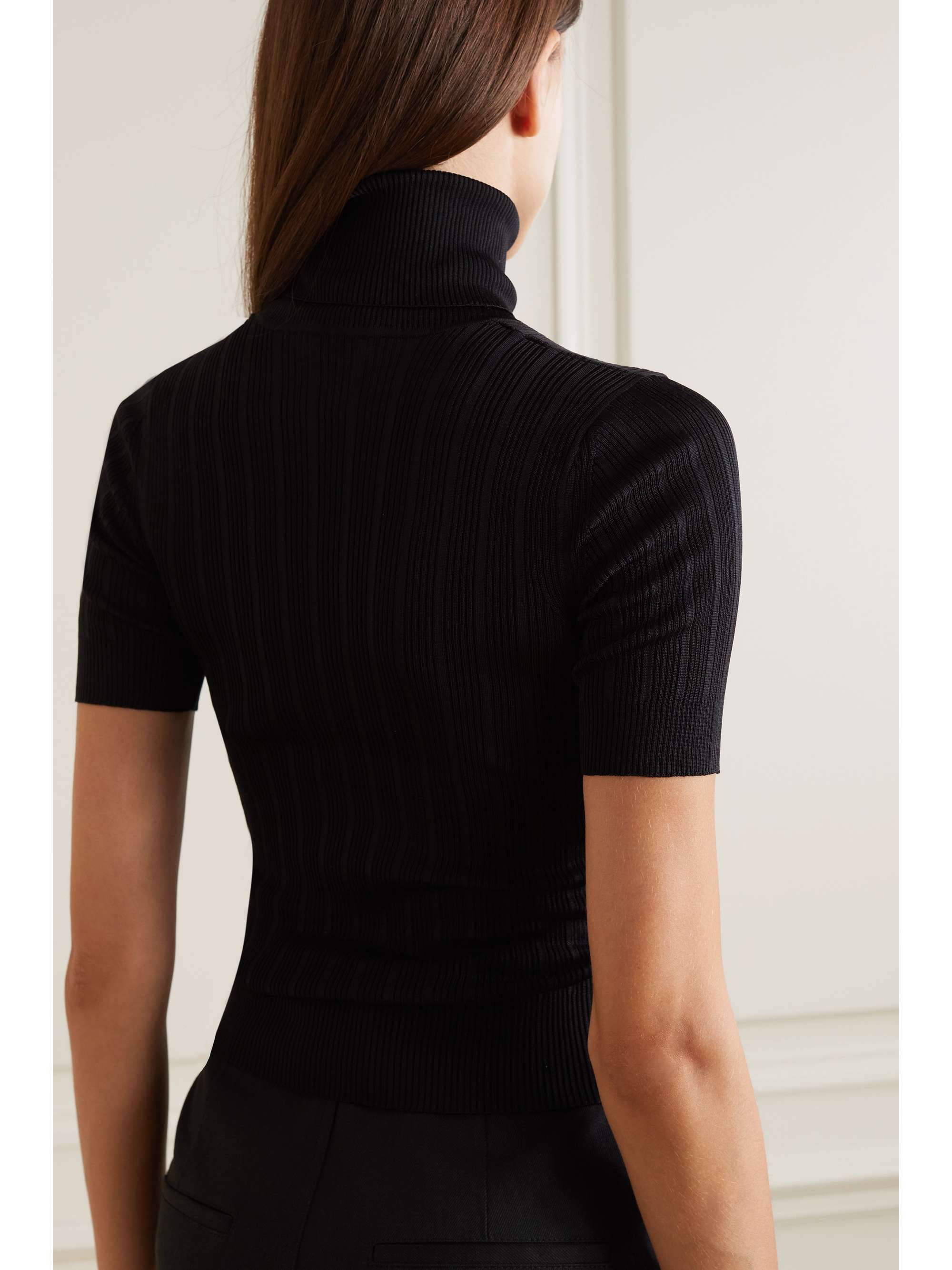 SAINT LAURENT Ribbed silkblend turtleneck sweater NETAPORTER