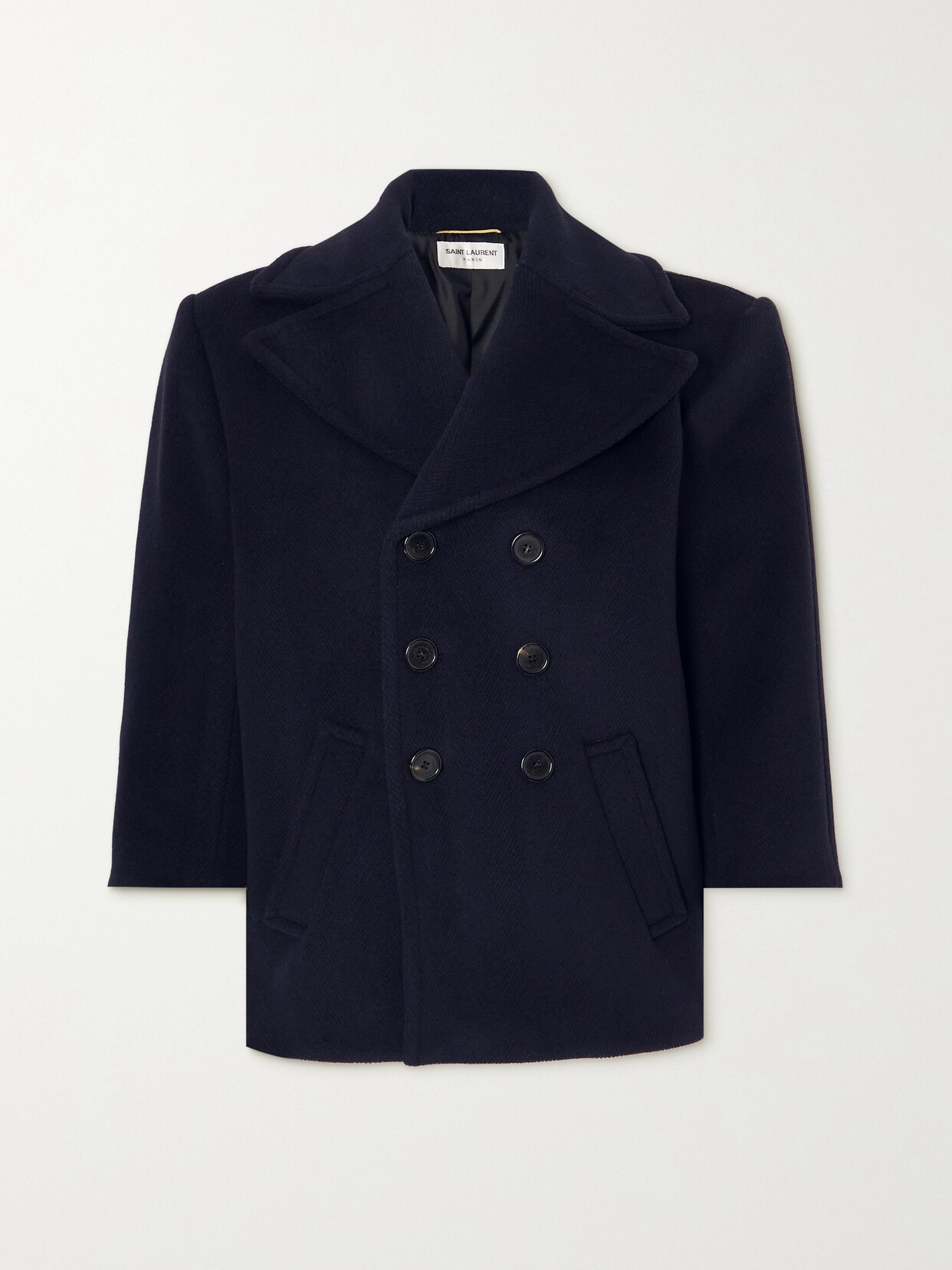 SAINT LAURENT - Oversized Double-breasted Wool Coat - Blue