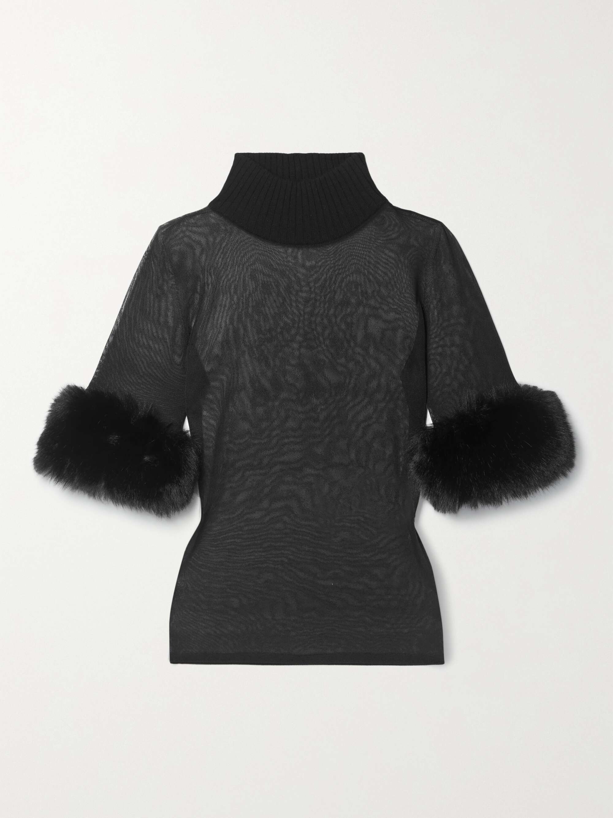 ribbed cashmere-trimmed silk turtleneck 