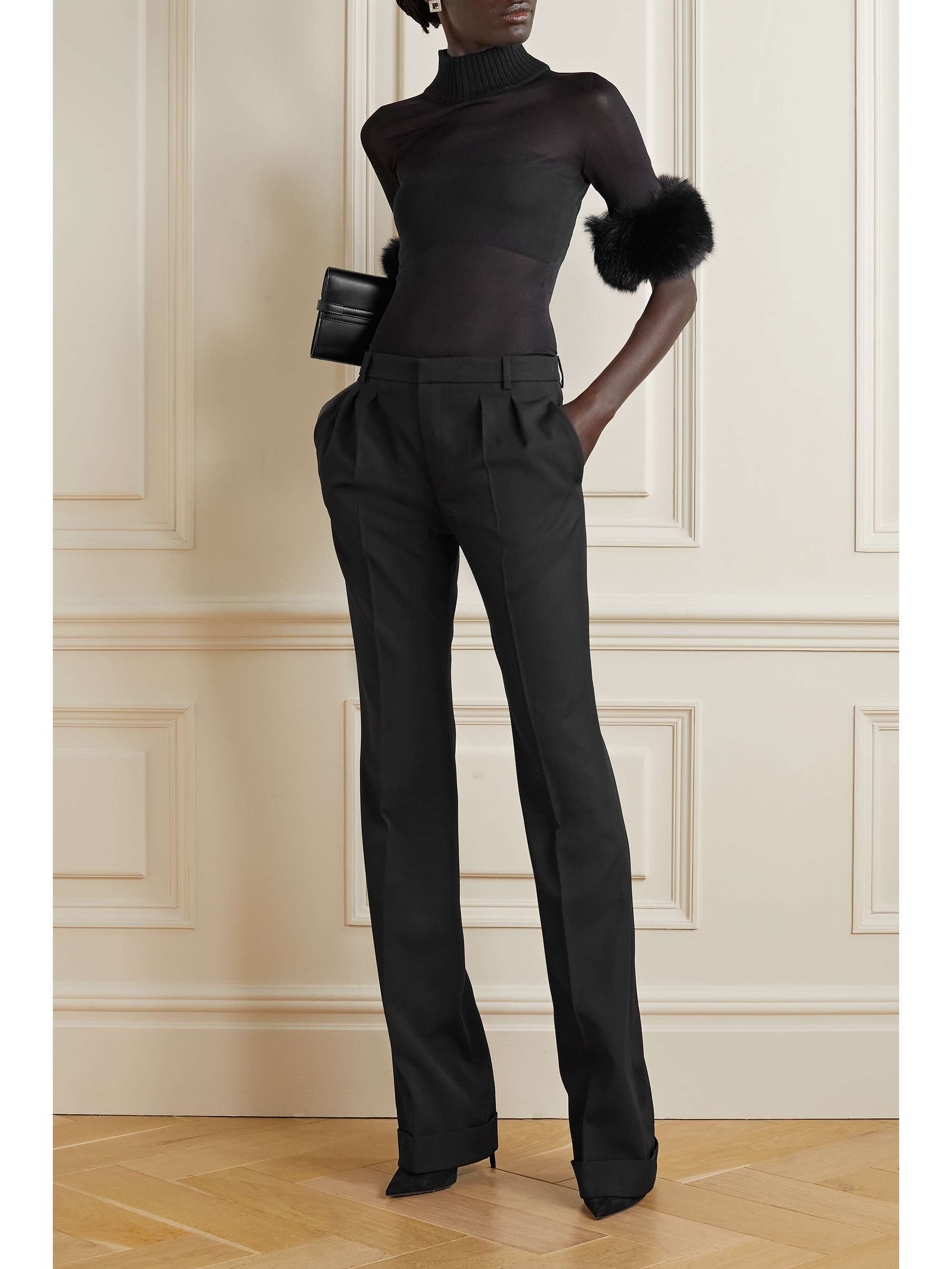 ribbed cashmere-trimmed silk turtleneck 