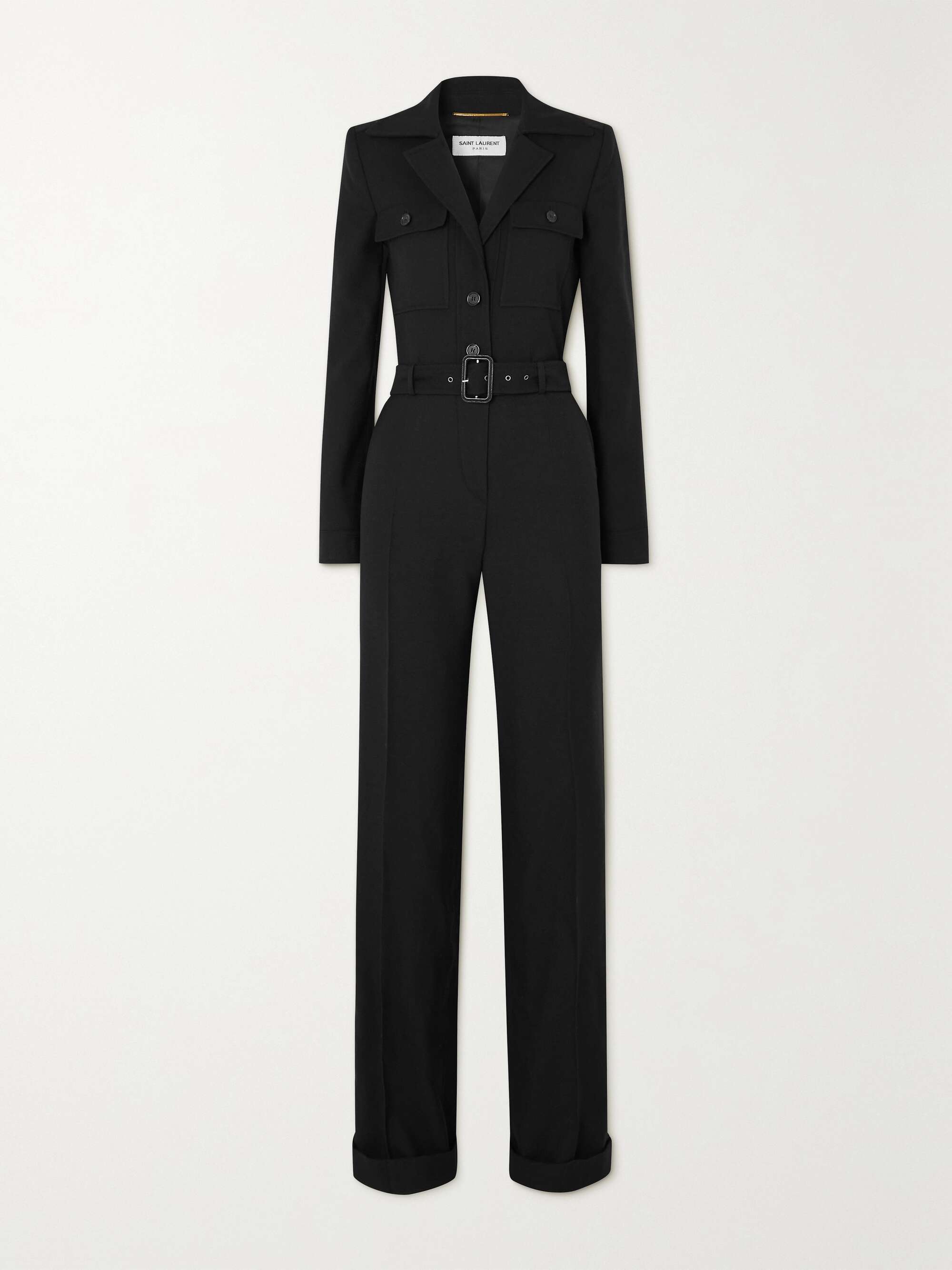 SAINT LAURENT Belted wool jumpsuit | NET-A-PORTER