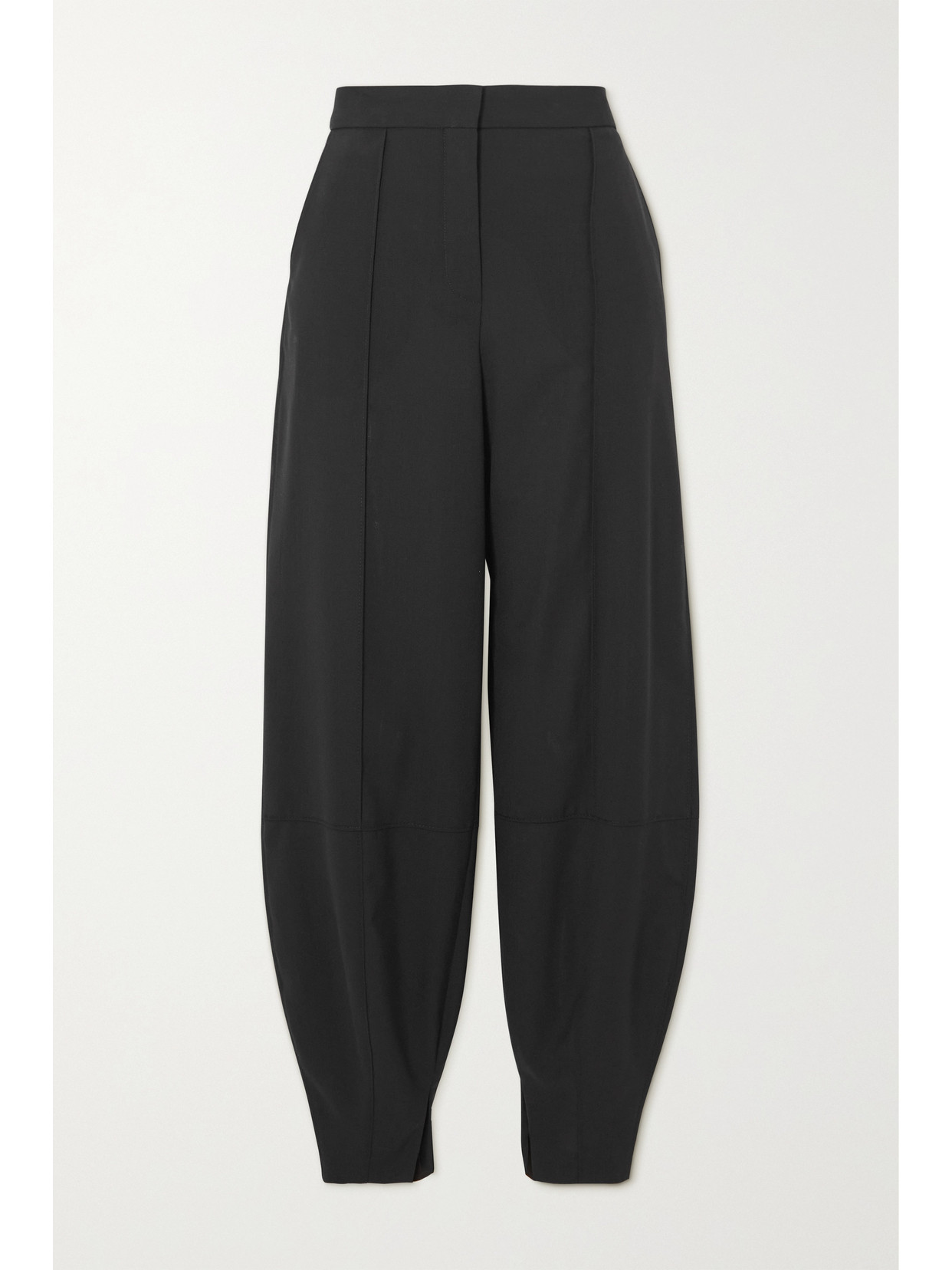 Loewe Pleated Grain De Poudre Wool Tapered Pants In Black