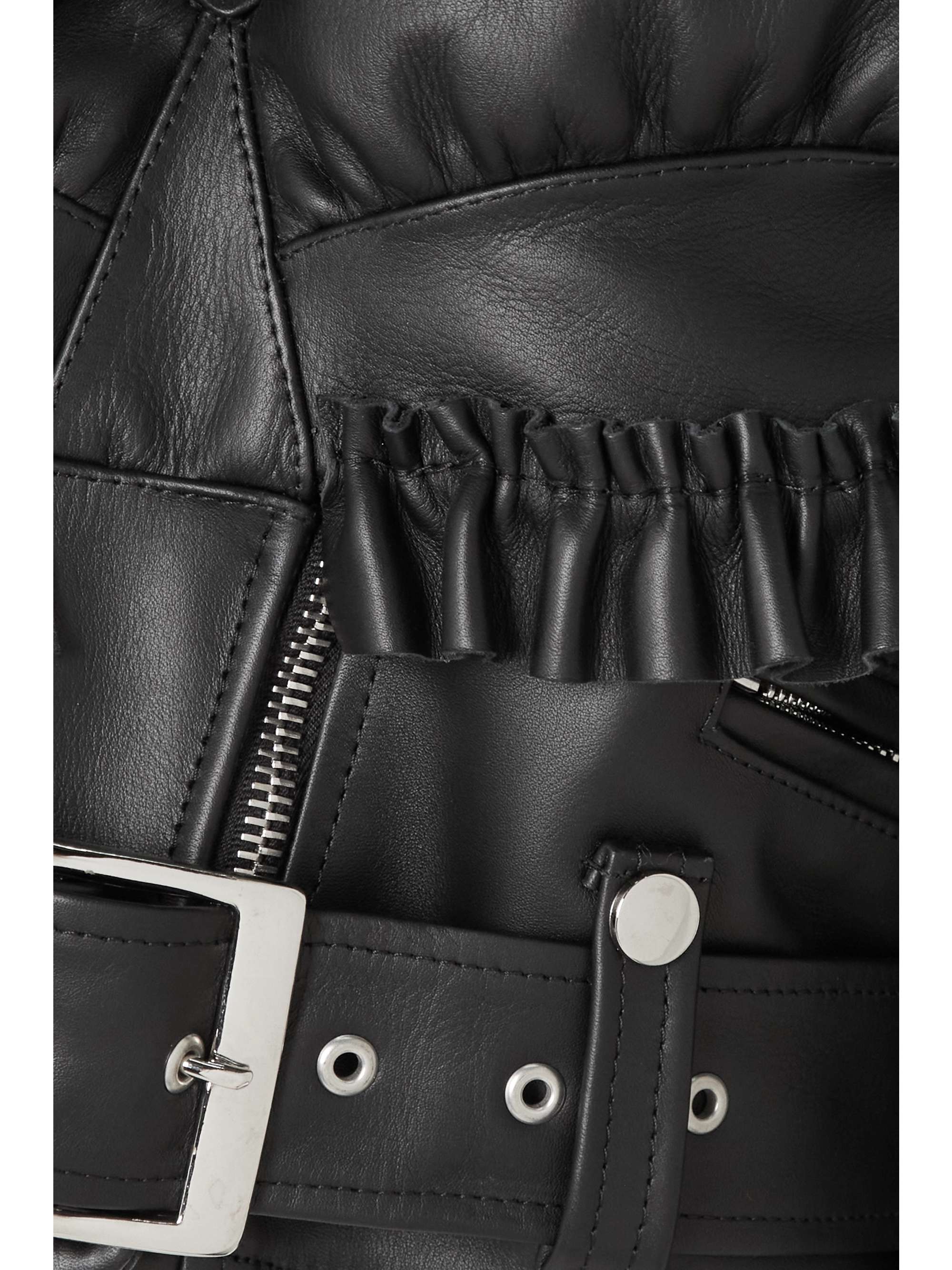 SIMONE ROCHA Cropped ruffled leather biker jacket