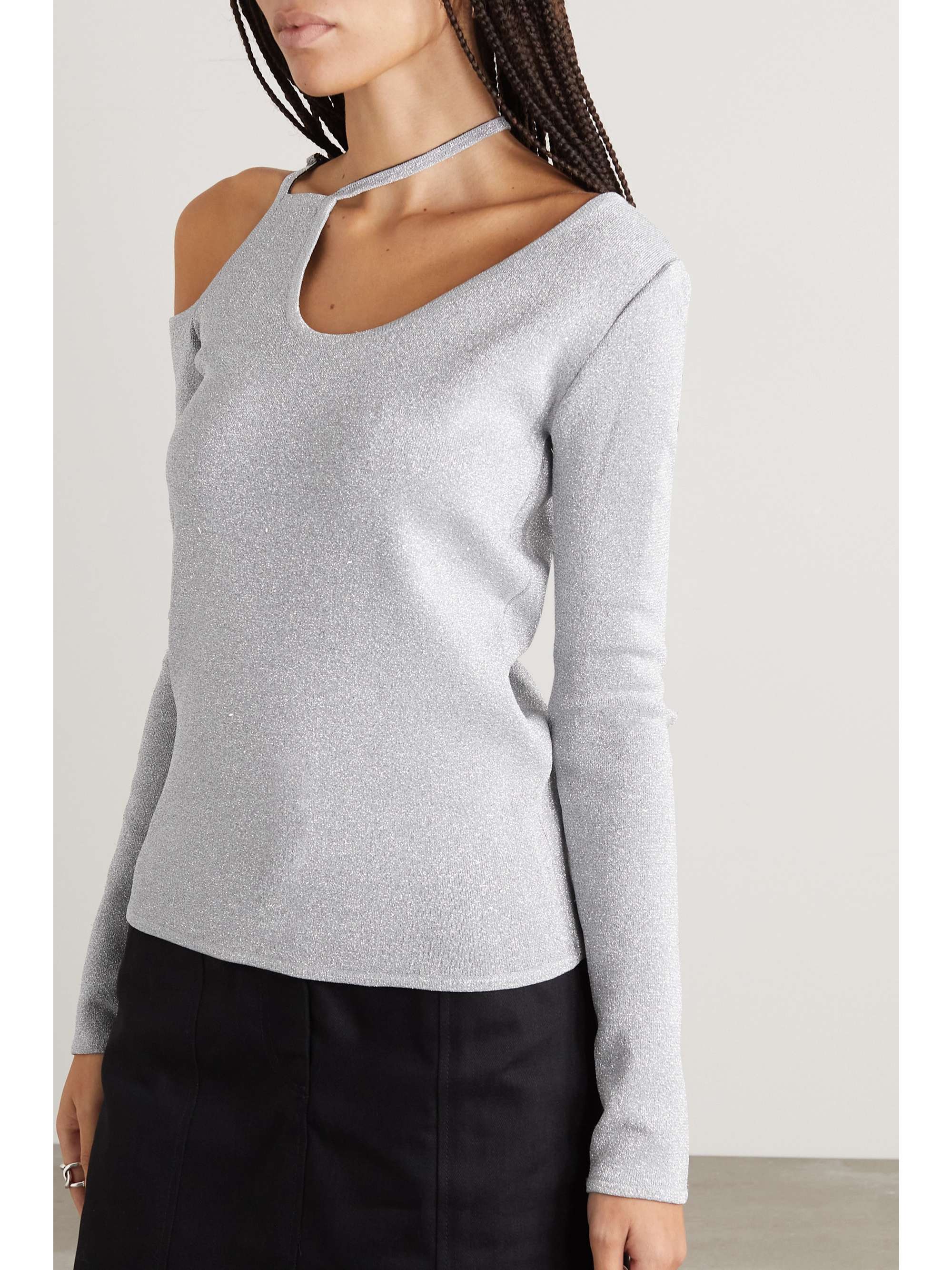 JW ANDERSON Cutout metallic knitted top