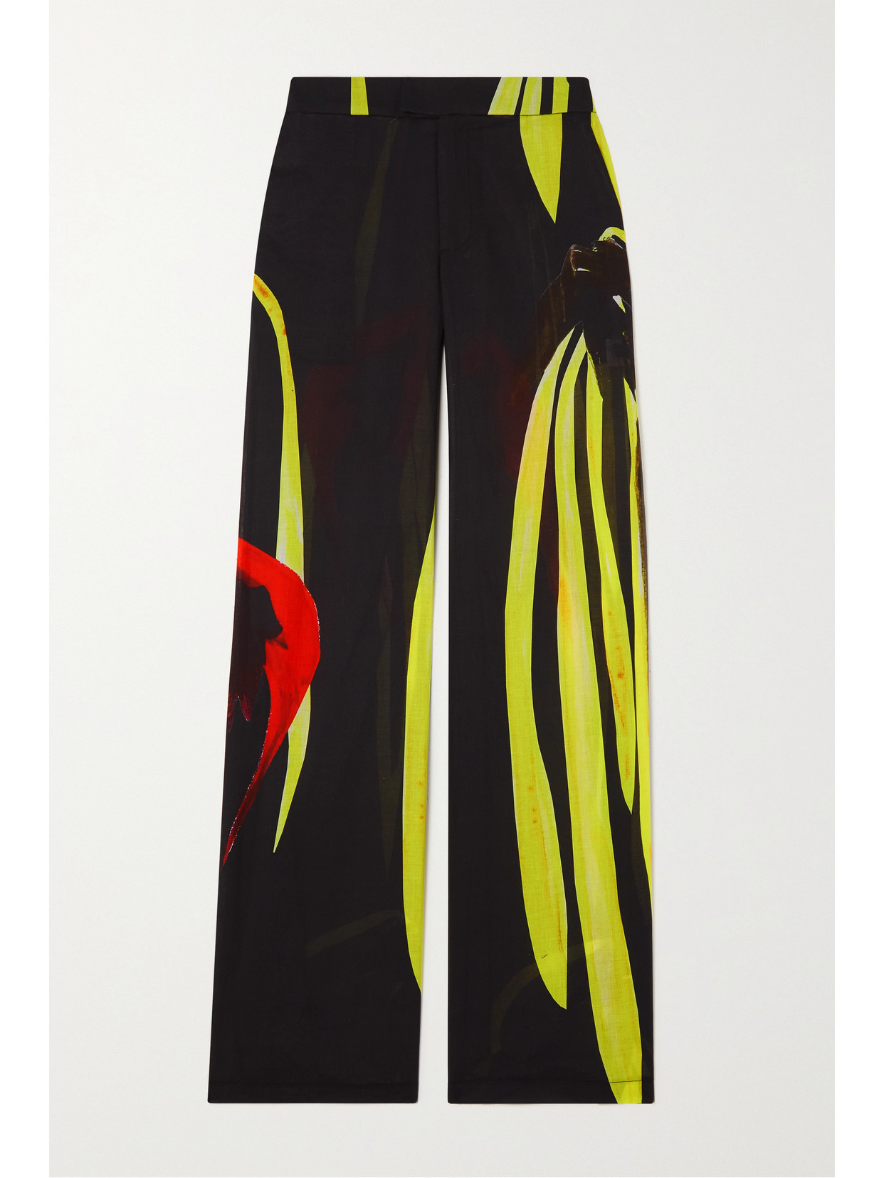 Louisa Ballou Printed Cotton And Silk-blend Wide-leg Pants