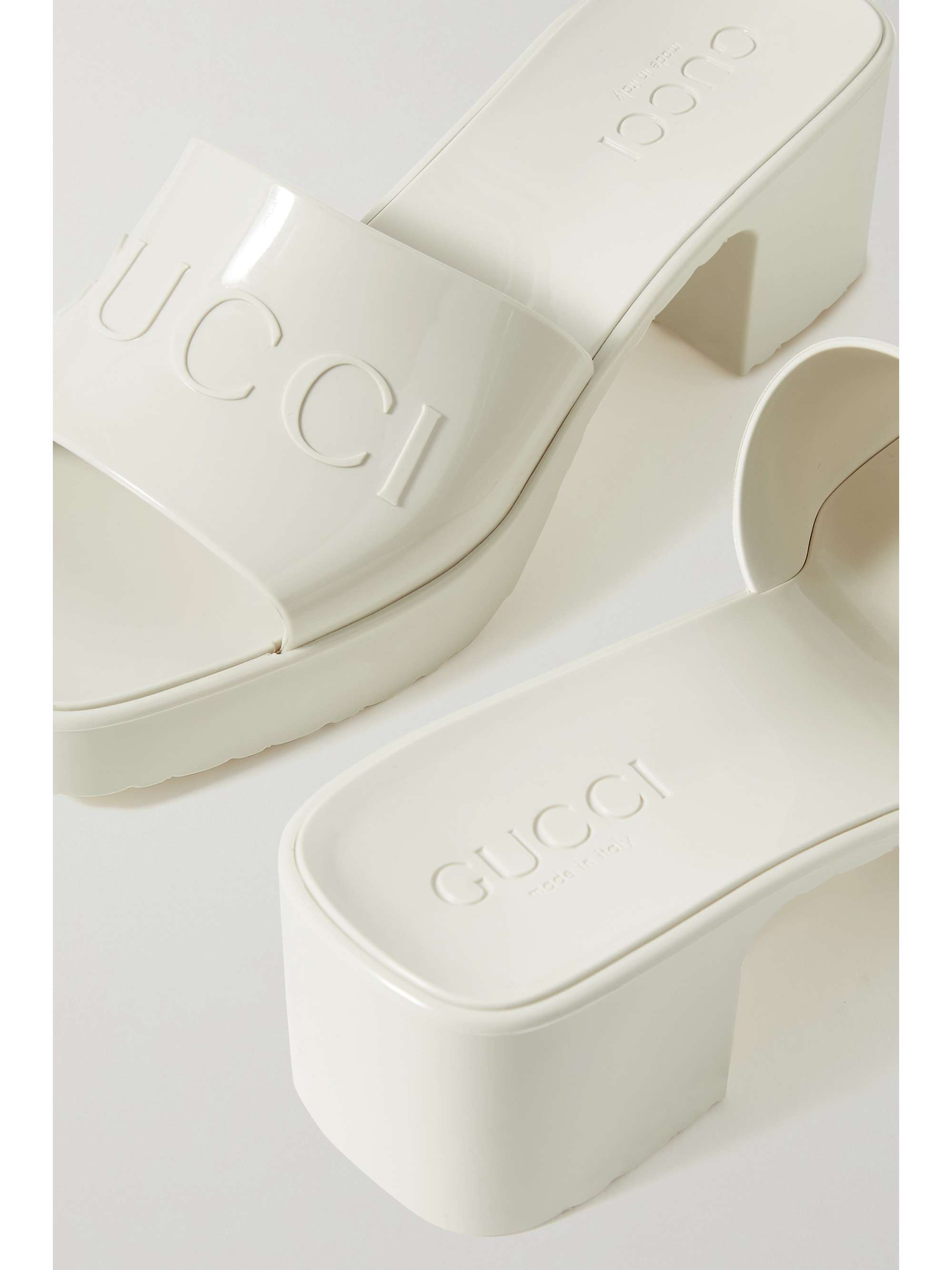 GUCCI Plastique logo-embossed rubber mules