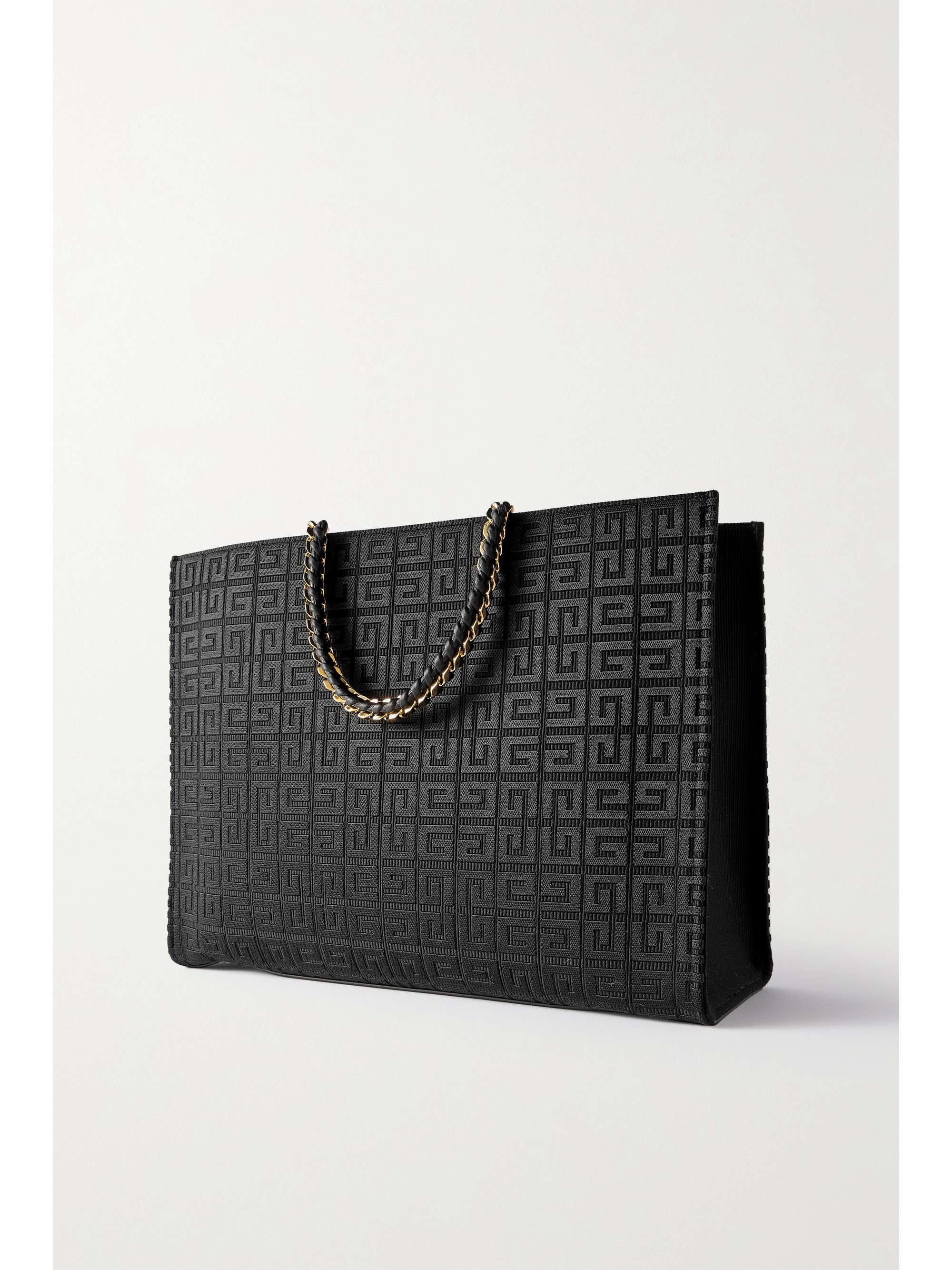 GIVENCHY Sac à main en toile jacquard à finitions en cuir et à chaînes G-Tote Medium