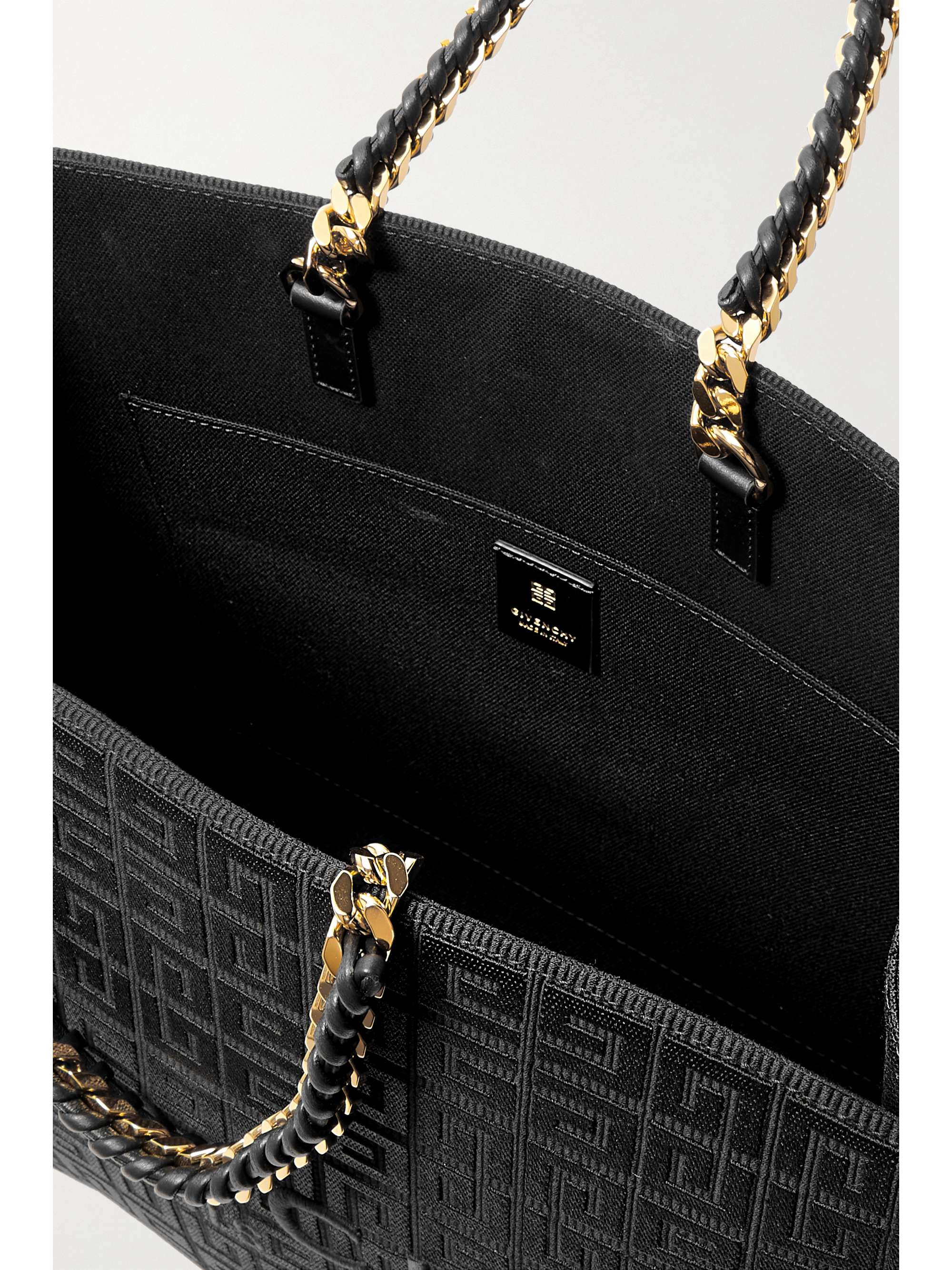 GIVENCHY Sac à main en toile jacquard à finitions en cuir et à chaînes G-Tote Medium