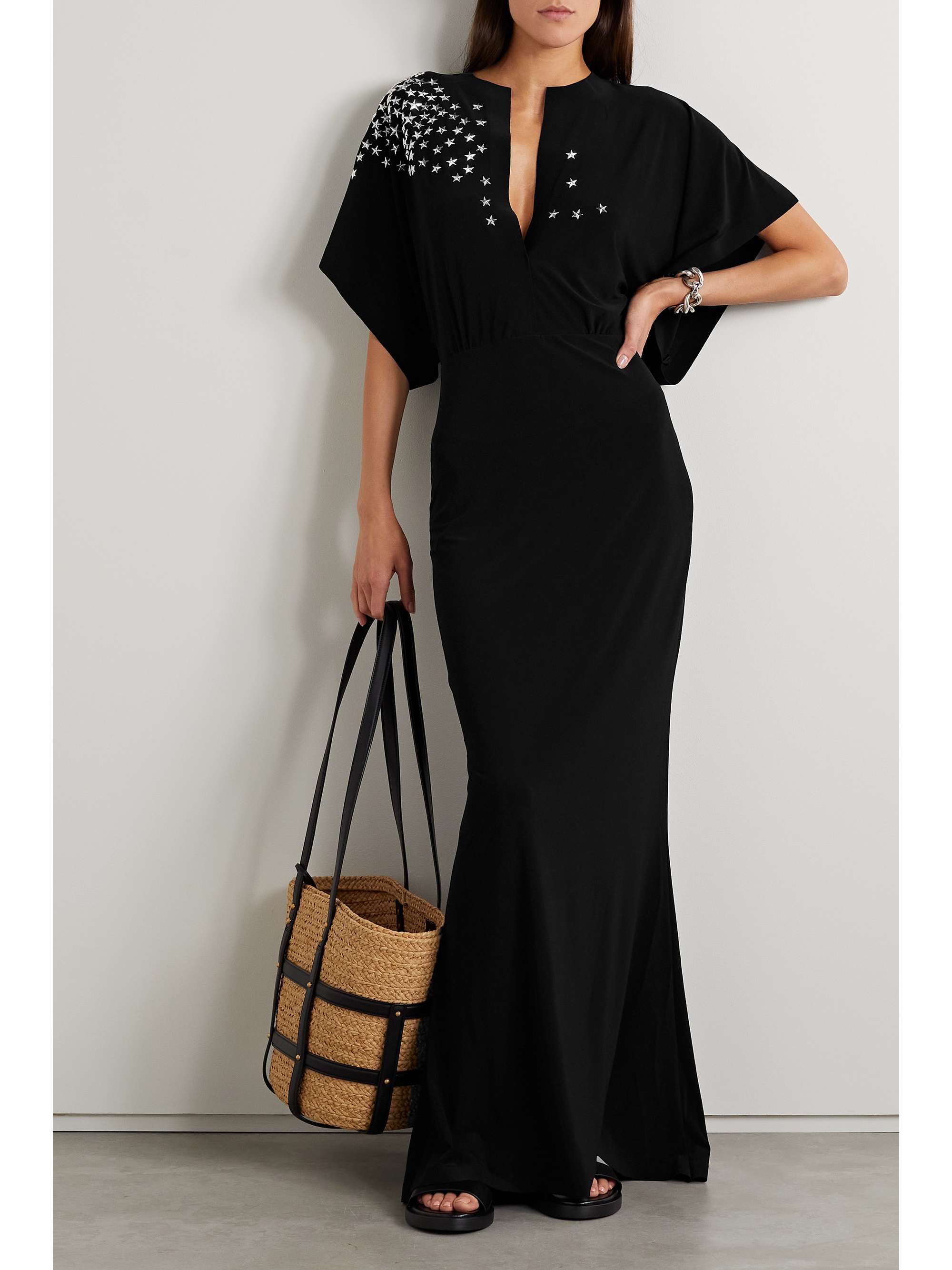 NORMA KAMALI Obie studded stretch-jersey gown | NET-A-PORTER