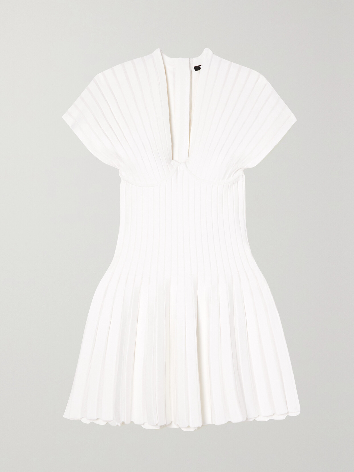 Balmain Pleated Knitted Mini Dress - White
