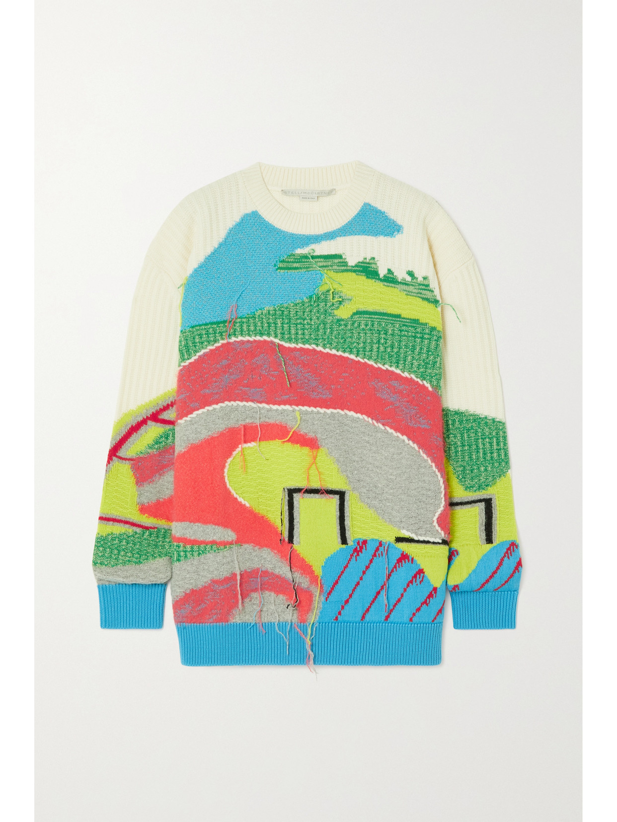 Stella McCartney Fringed Intarsia Wool-blend Sweater