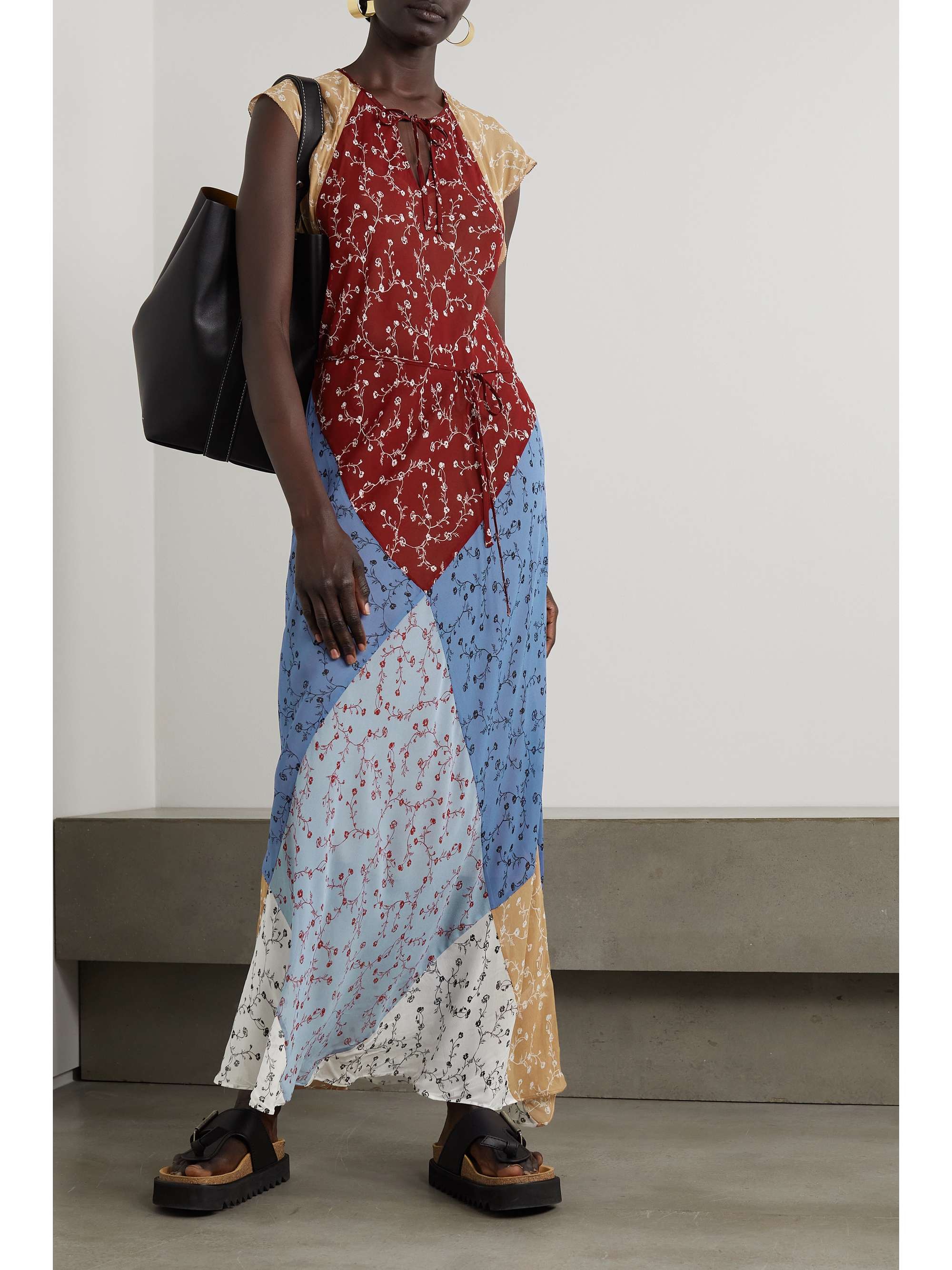 Patchwork floral-print voile maxi dress 