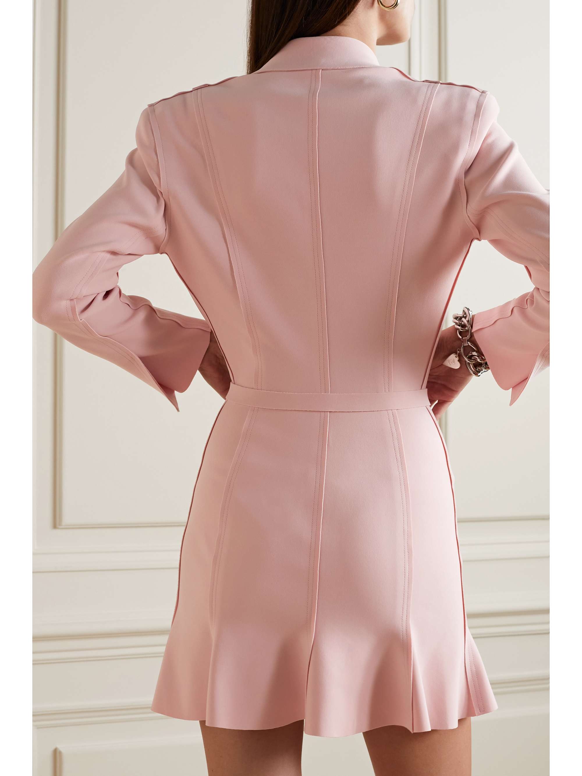 NORMA KAMALI Belted stretch-crepe mini dress