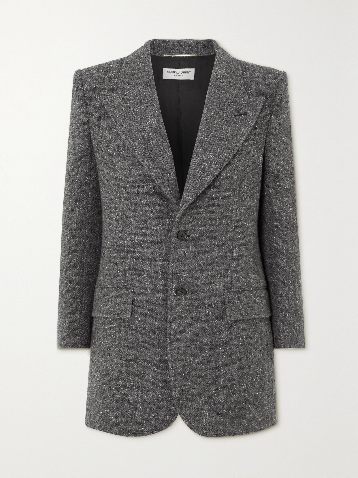 Saint Laurent Wool And Silk-blend Tweed Blazer In Gray