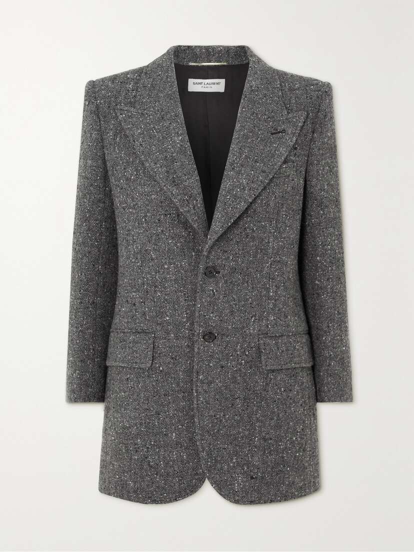 SAINT LAURENT Wool And Silk-blend Tweed Blazer