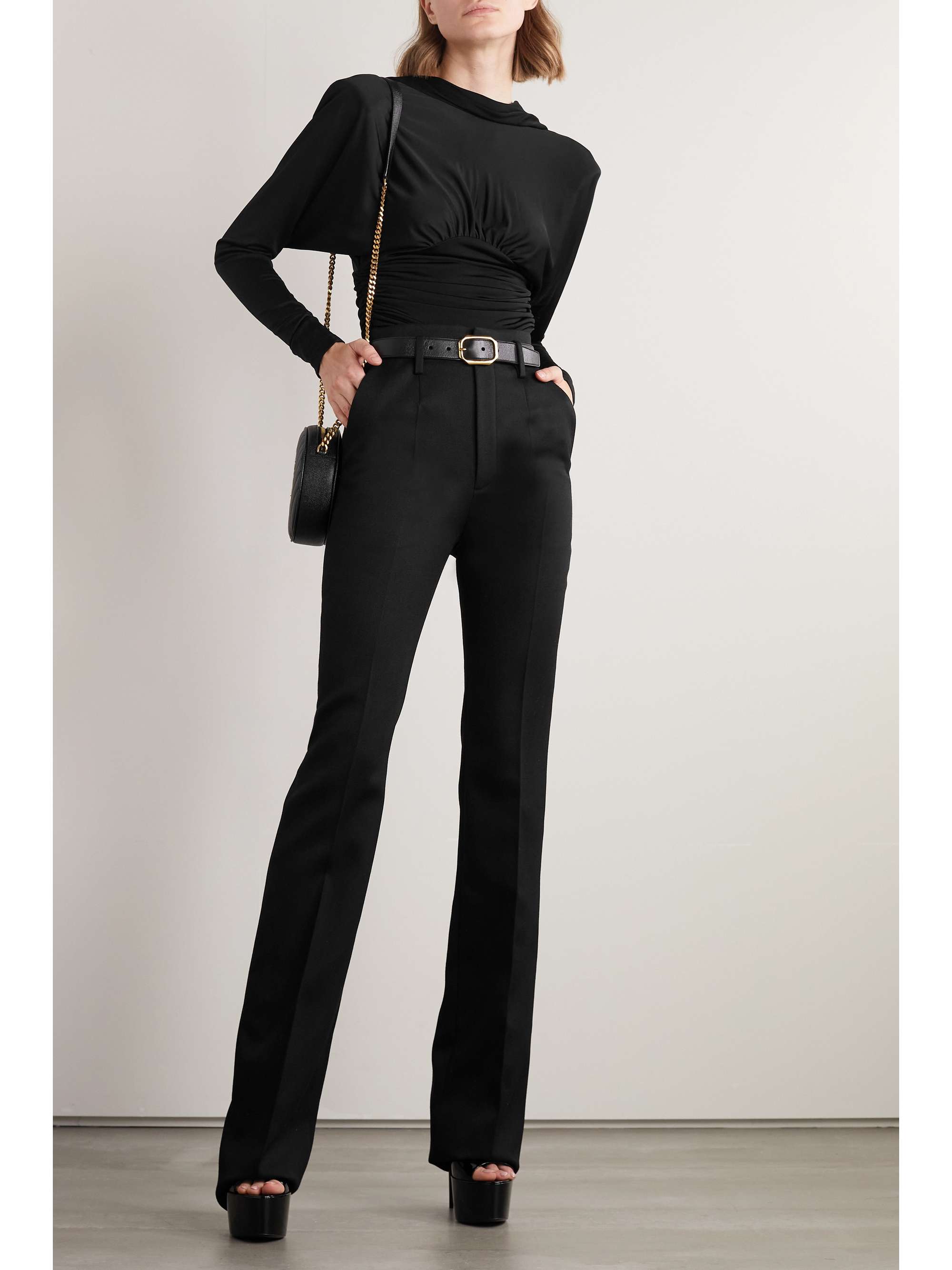 SAINT LAURENT Wool-twill flared pants | NET-A-PORTER