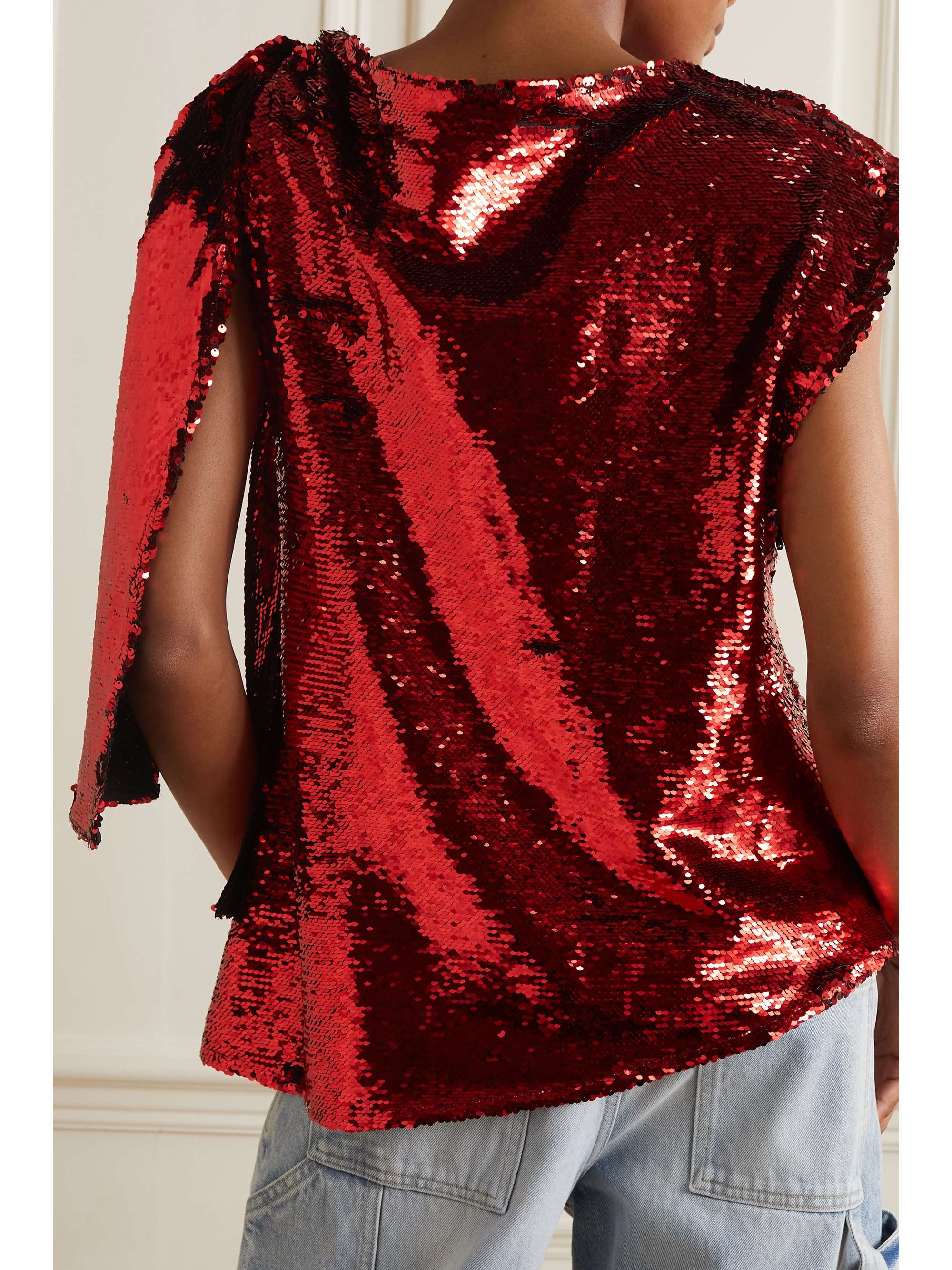 JW ANDERSON Tie-detailed sequined satin top