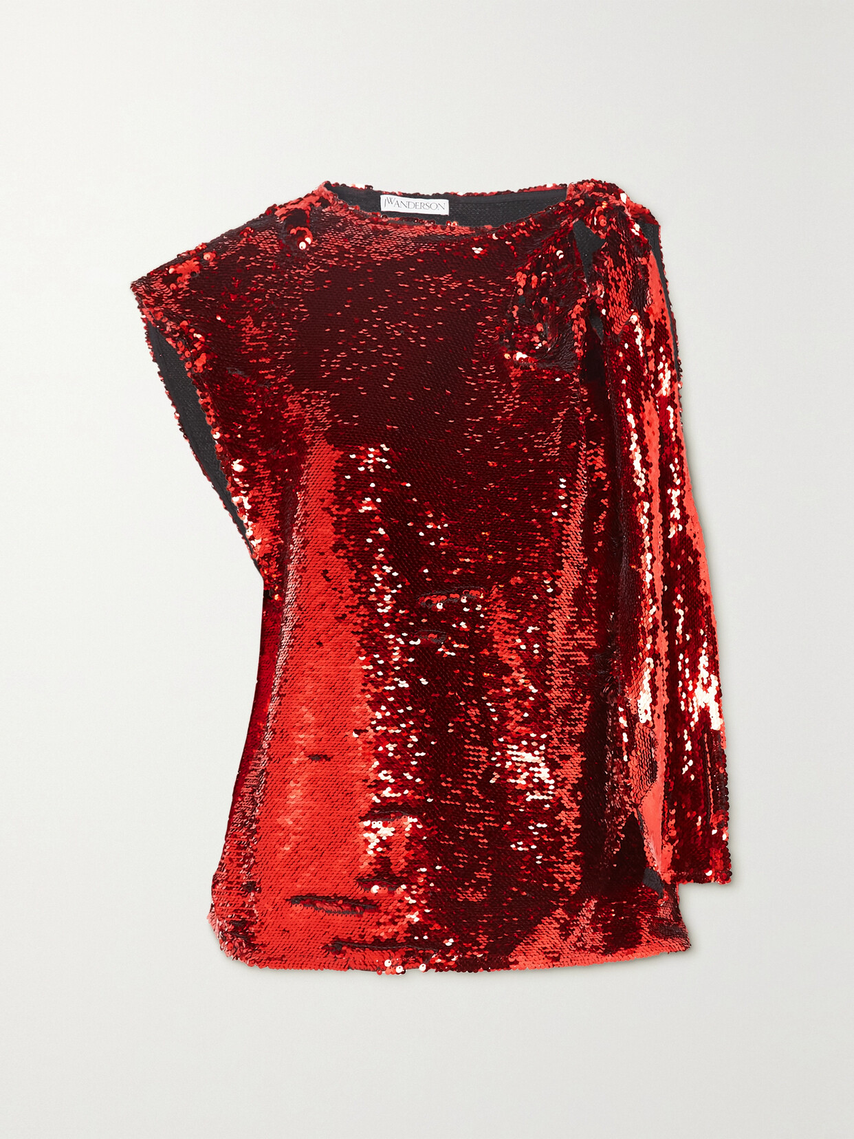 JW Anderson - Tie-detailed Sequined Satin Top - Red