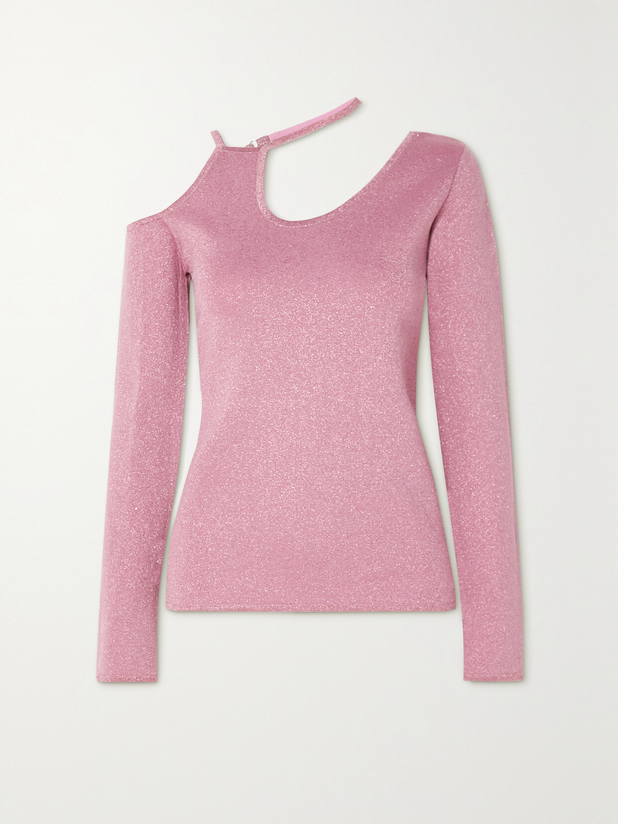 Jw Anderson Cut-out Metallic Asymmetric Top In Pink