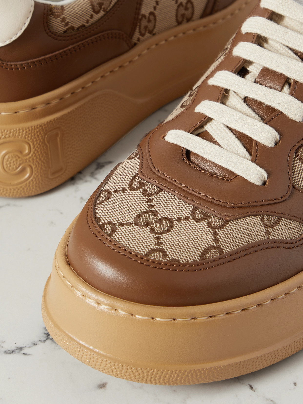 GG Leather And Canvas Sneakers