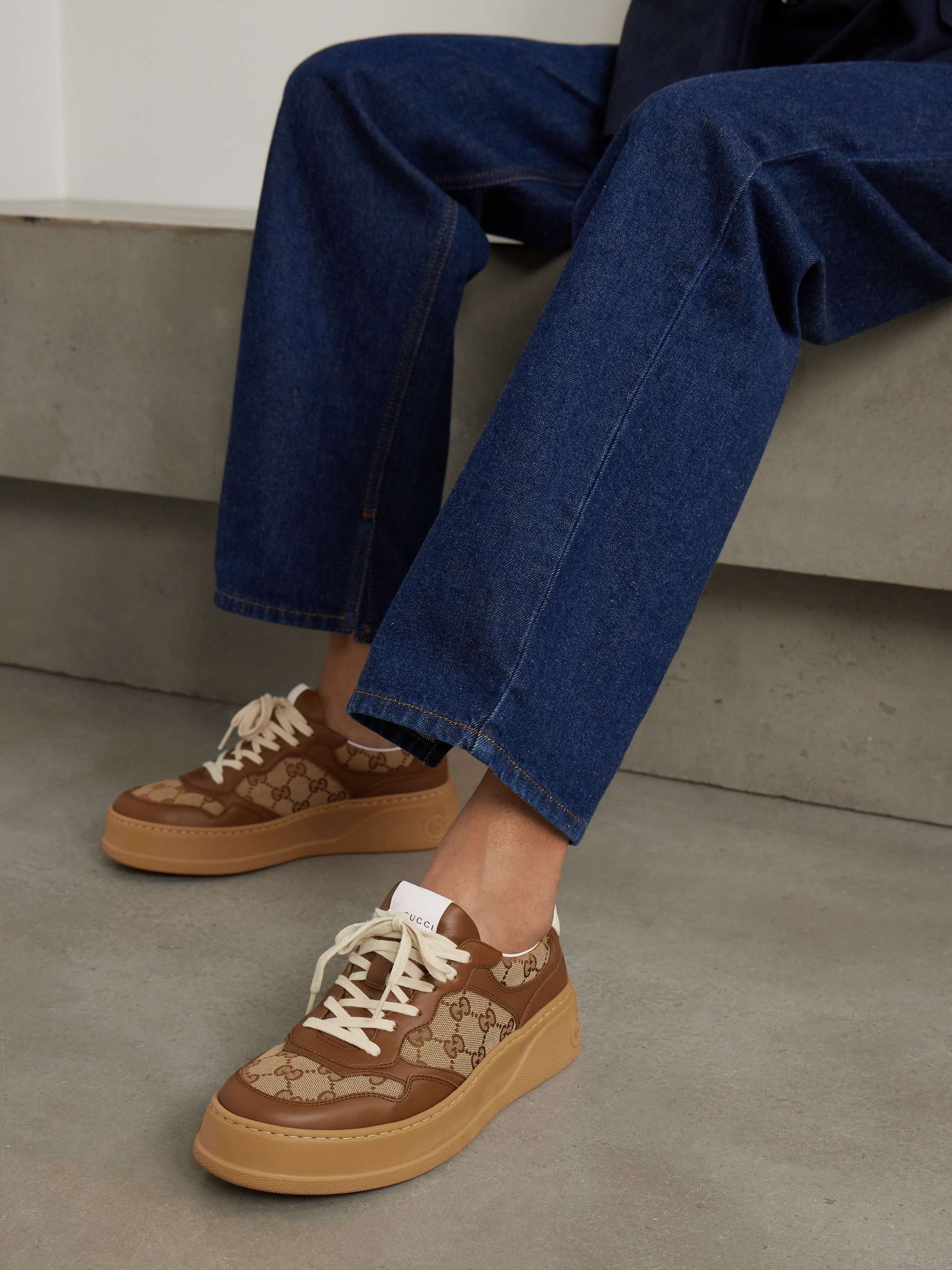 GUCCI GG leather and canvas sneakers