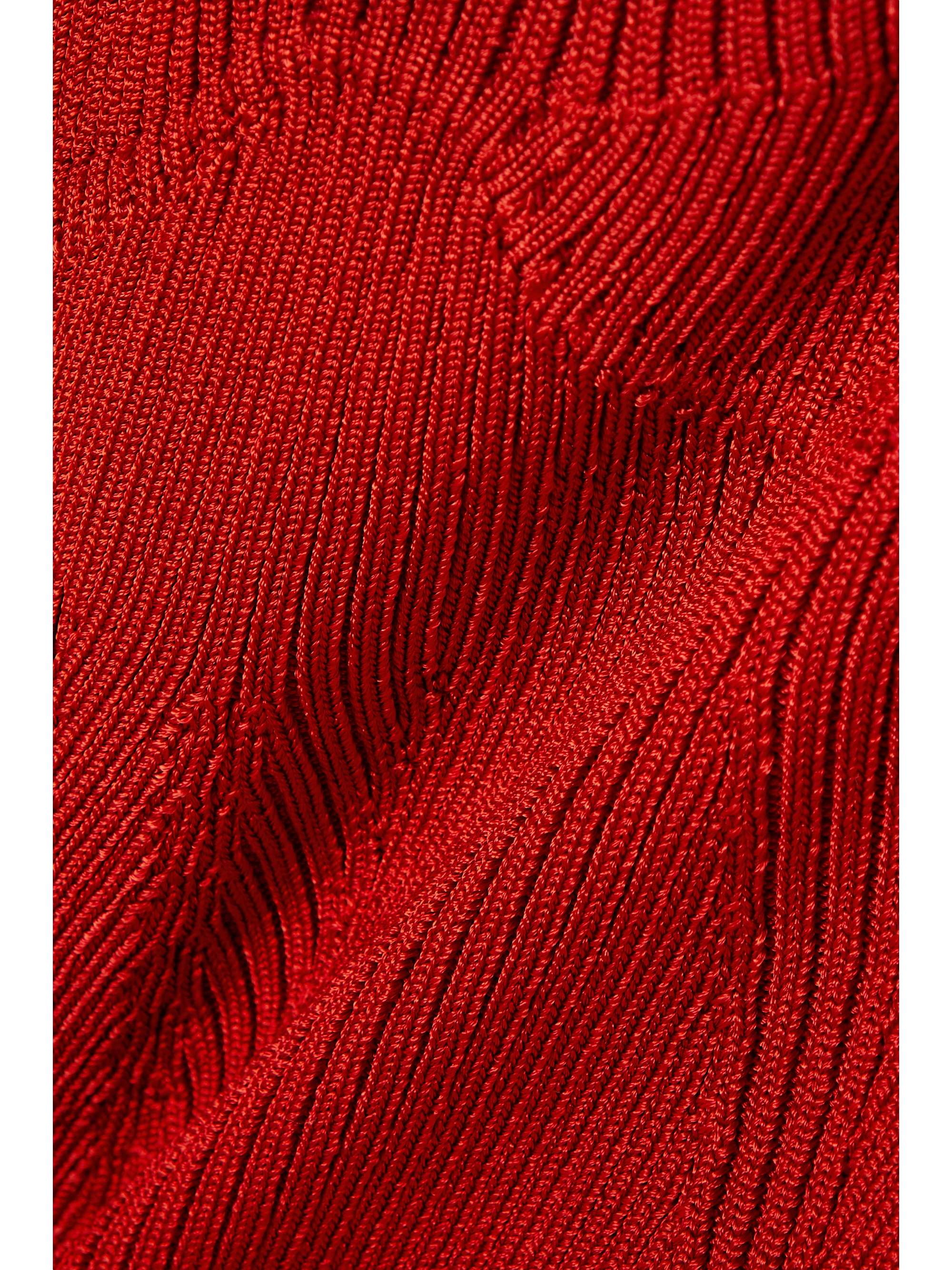 TOM FORD Cutout ribbed-knit turtleneck midi dress
