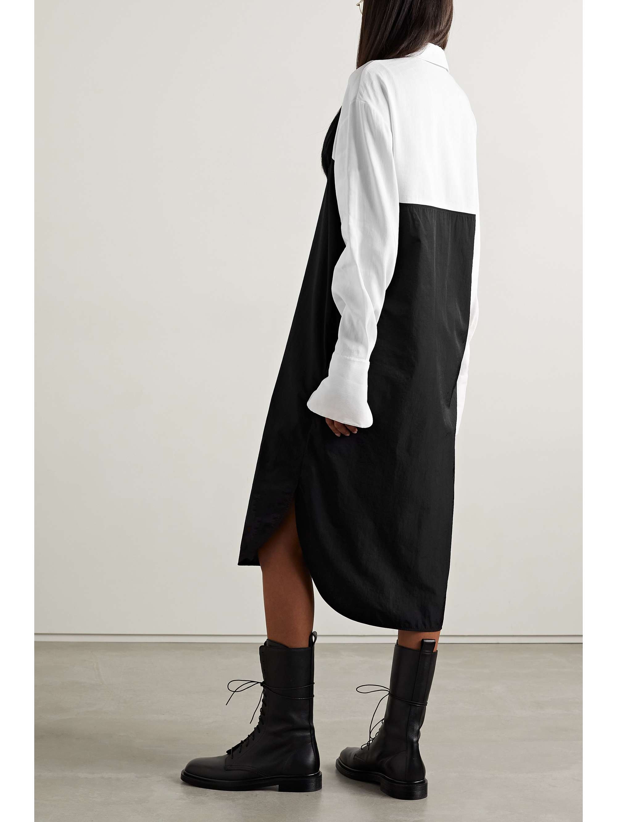 THE ROW Sonata two-tone paneled shell and voile shirt dress