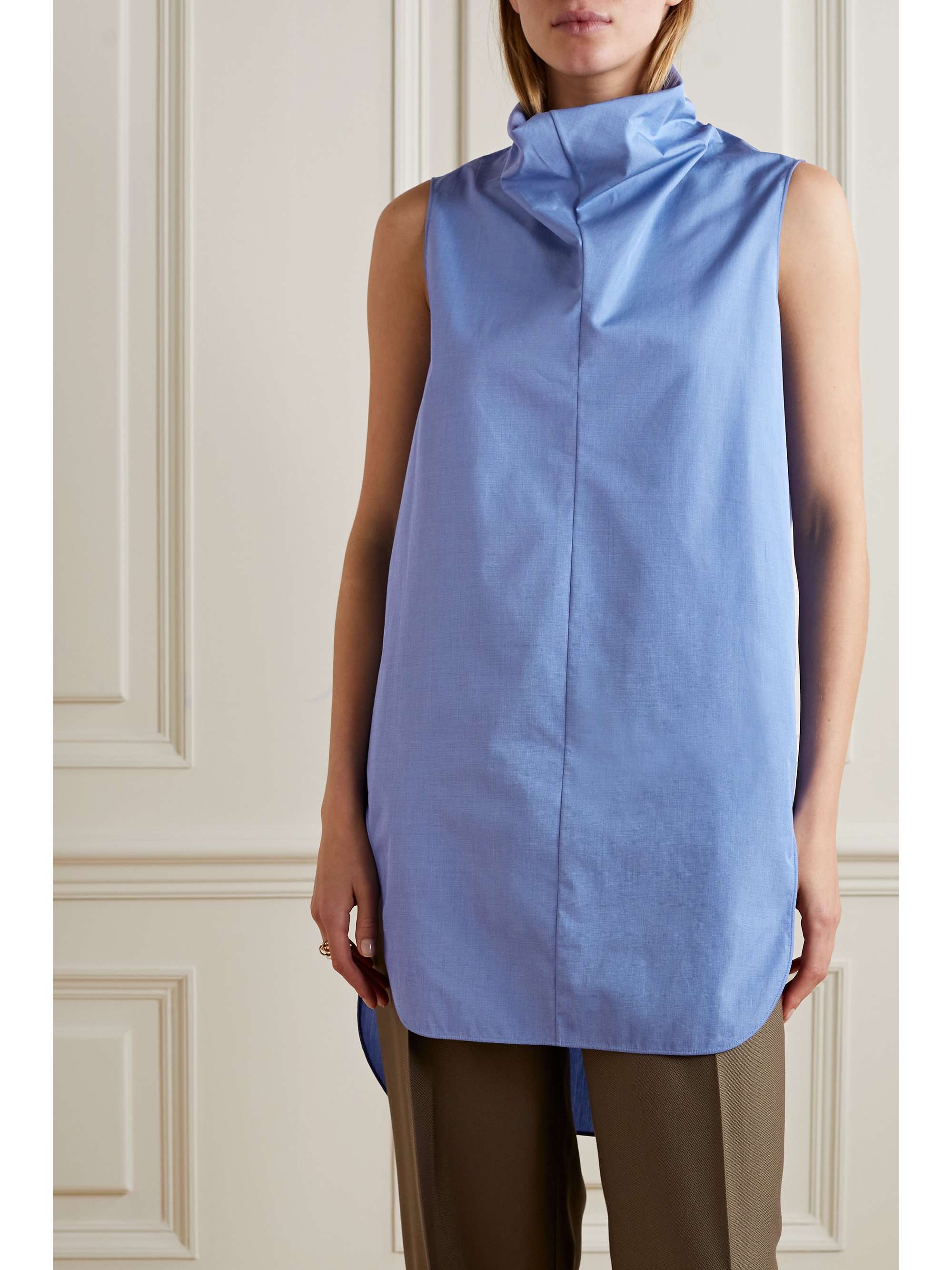 Almora draped cotton-poplin tunic