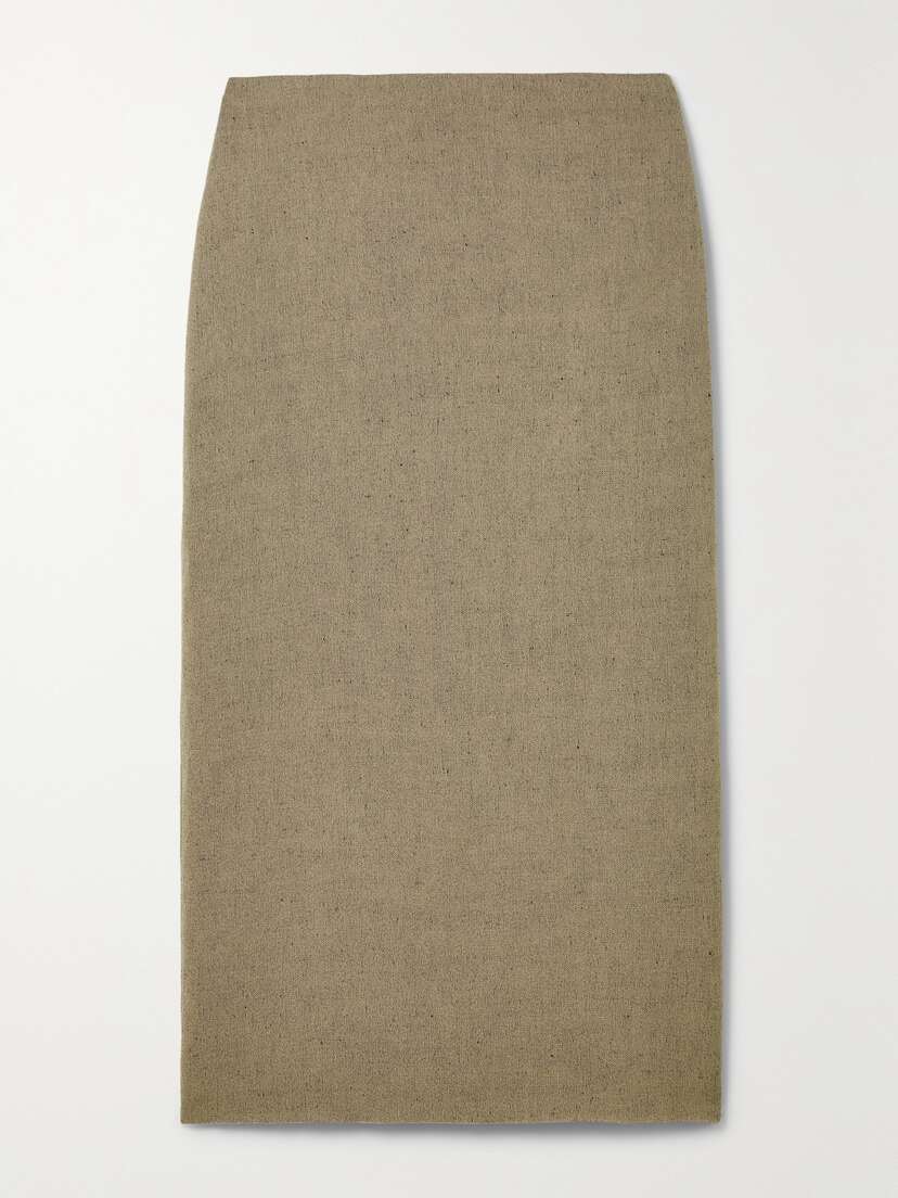 The Row — Alma linen and cashmere-blend midi skirt