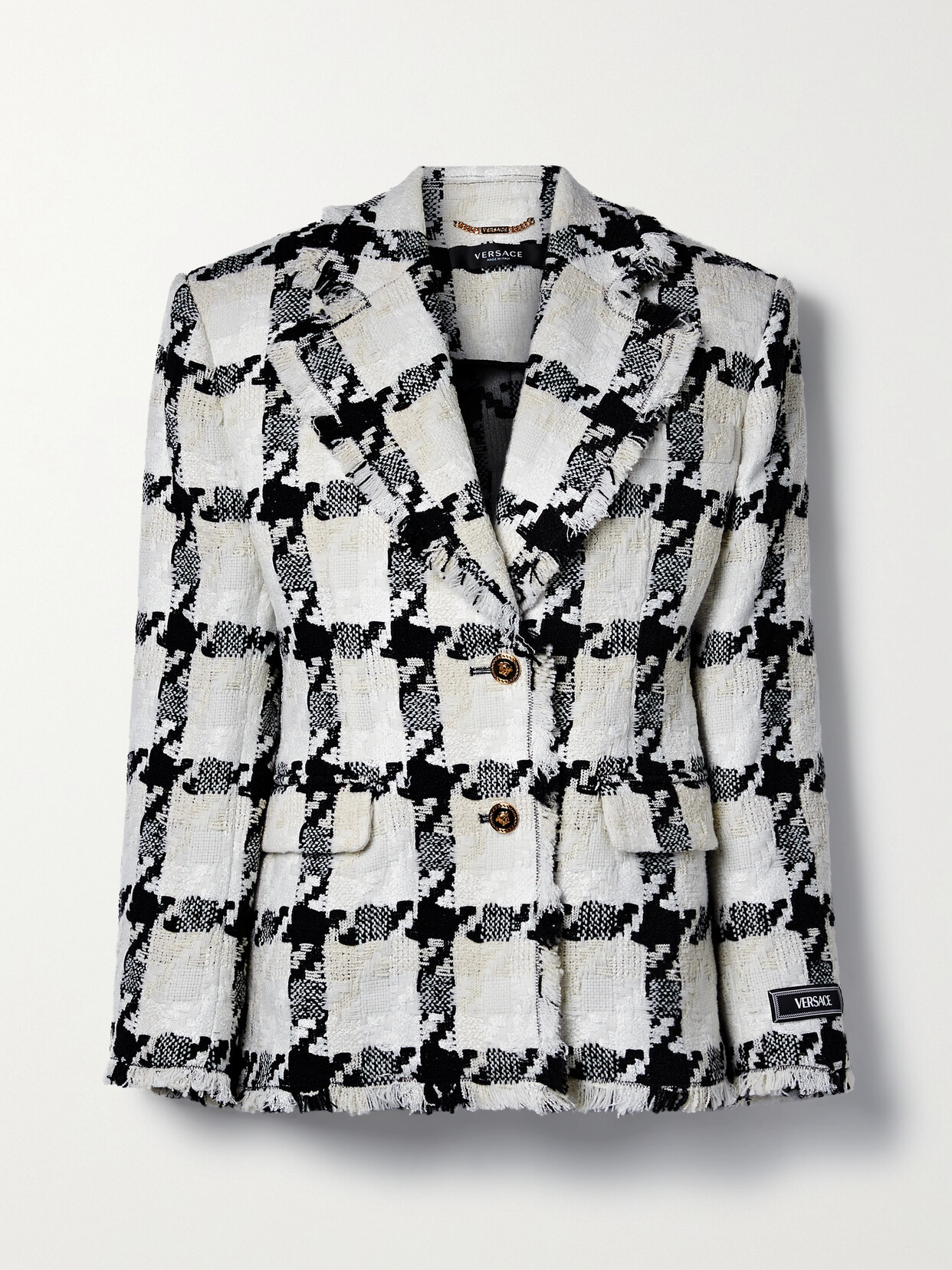 Versace Checked Wool-blend Tweed Blazer