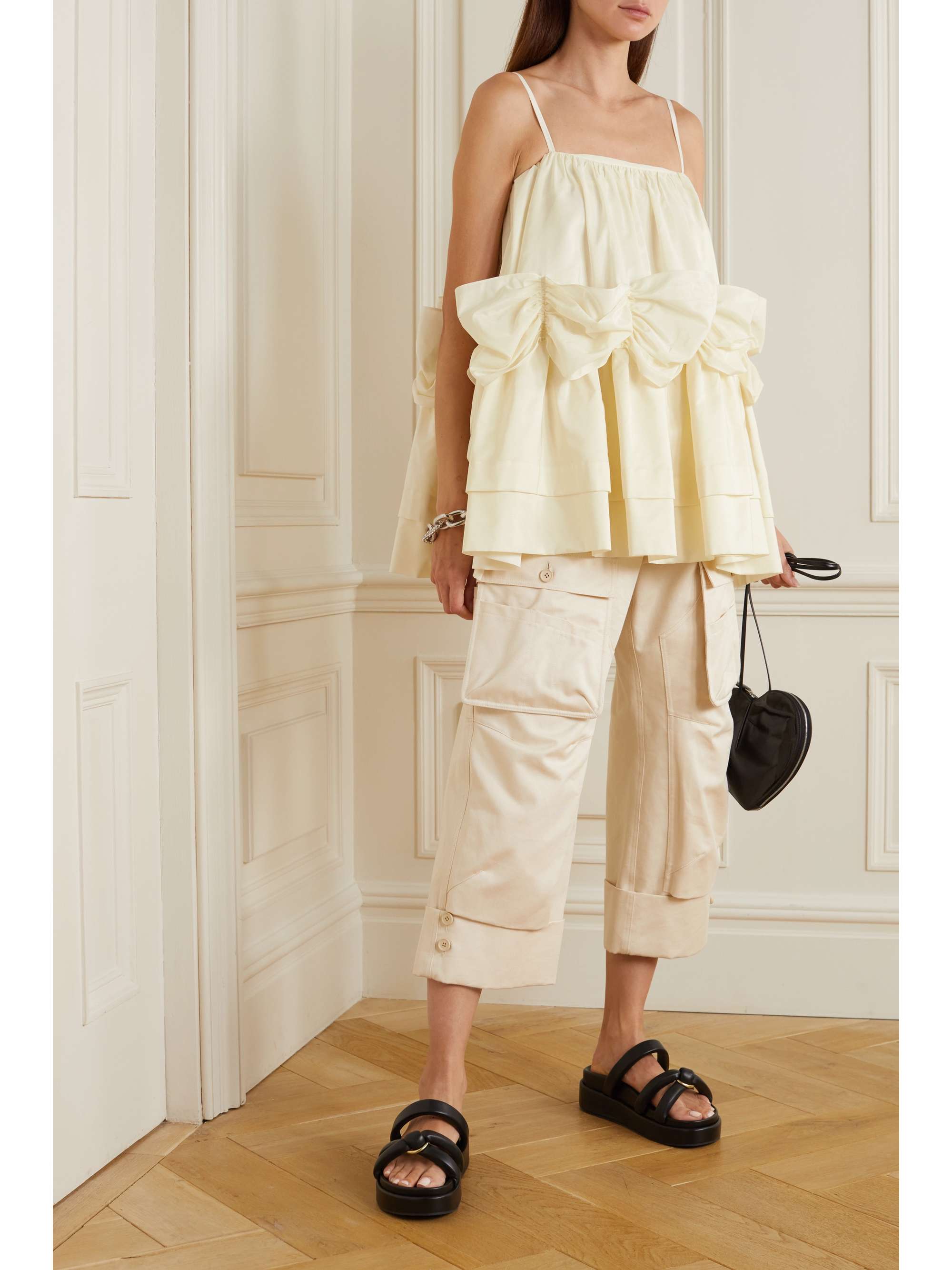 SIMONE ROCHA Gathered tiered taffeta camisole