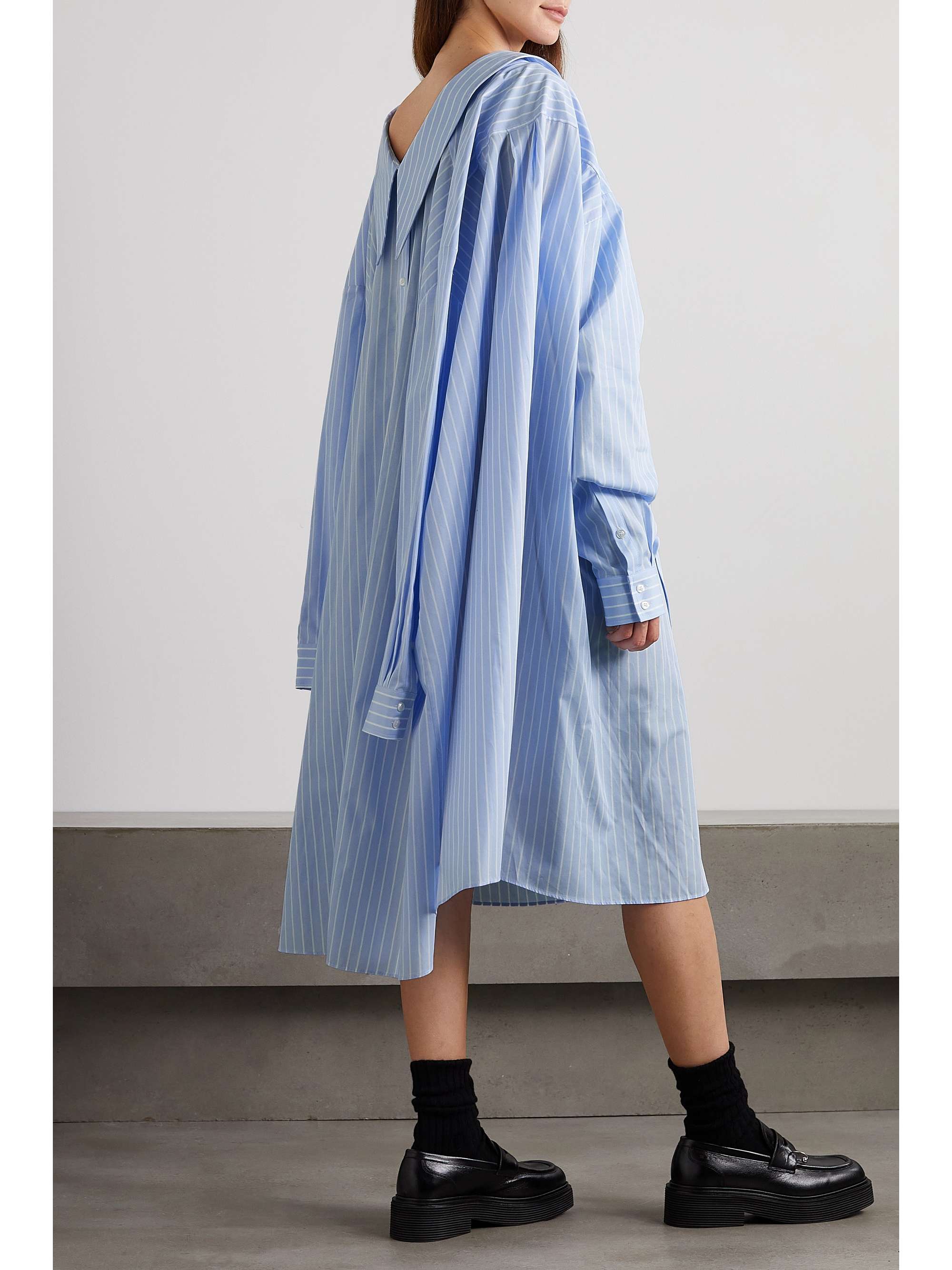 SIMONE ROCHA Convertible striped cotton-poplin shirt dress