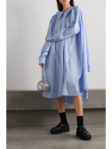 Simone Rocha Convertible striped cotton-poplin shirt dress