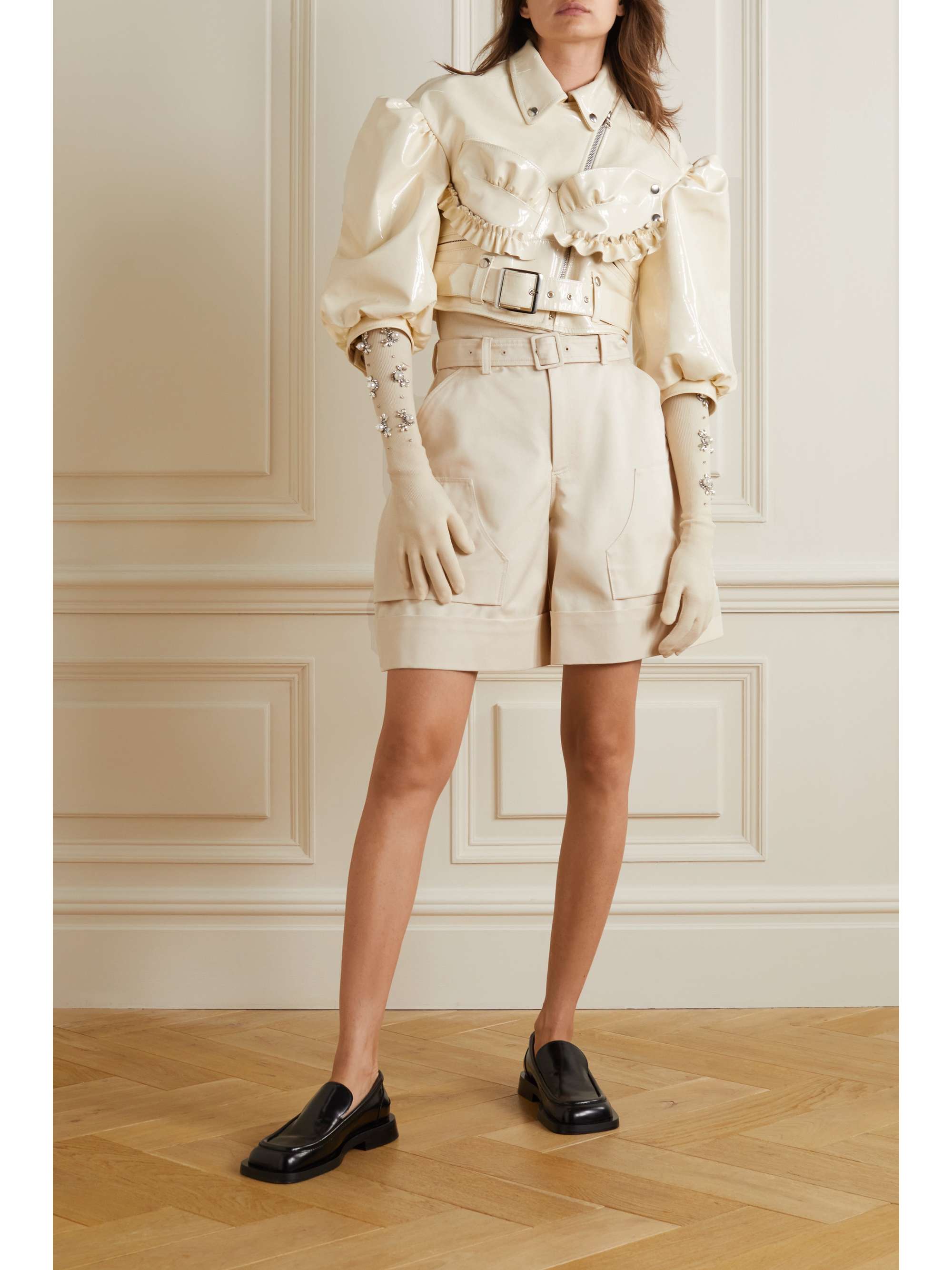 SIMONE ROCHA Belted cotton-drill cargo shorts