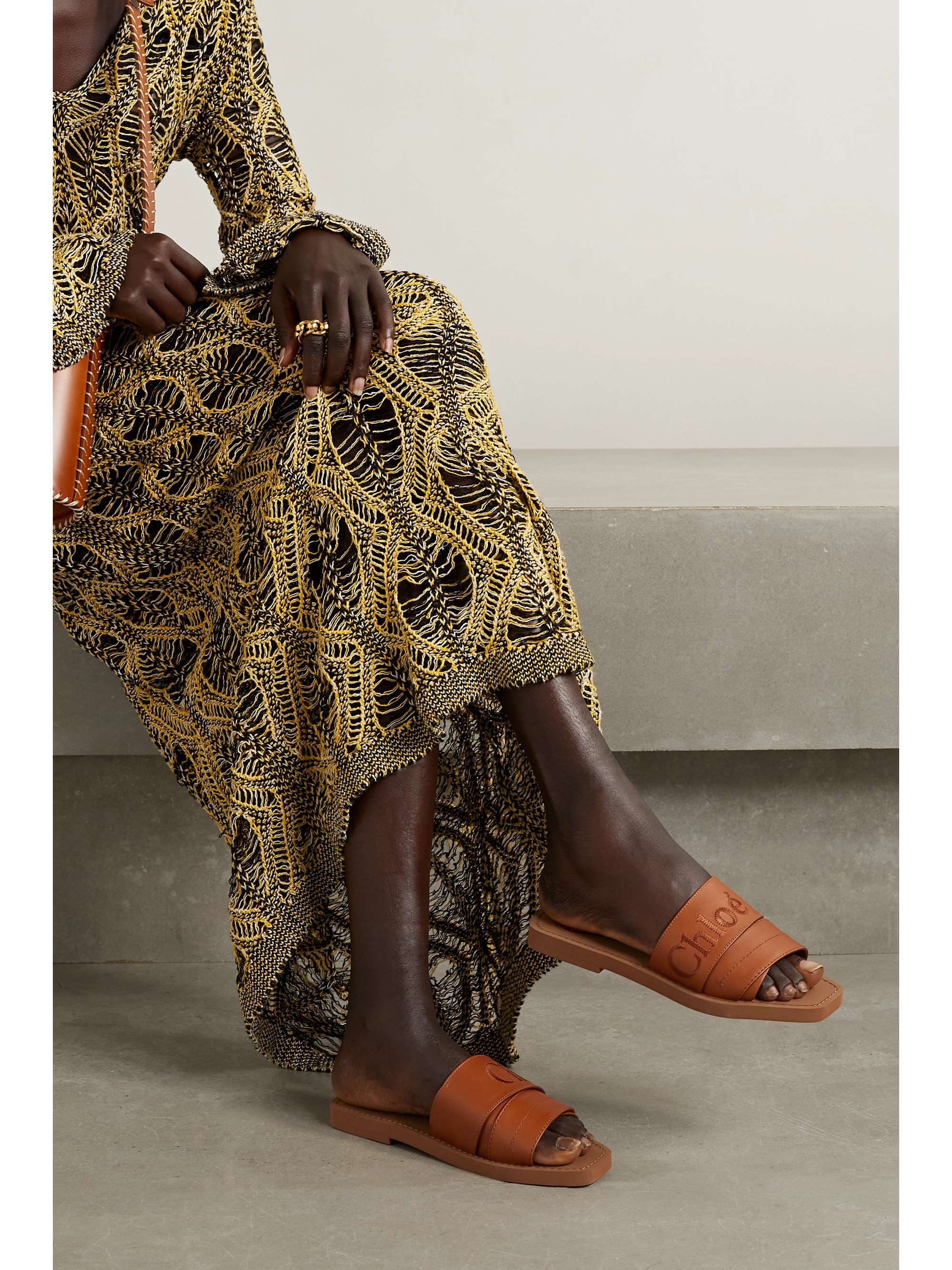 CHLOÉ Woody logo-embroidered leather slides | NET-A-PORTER