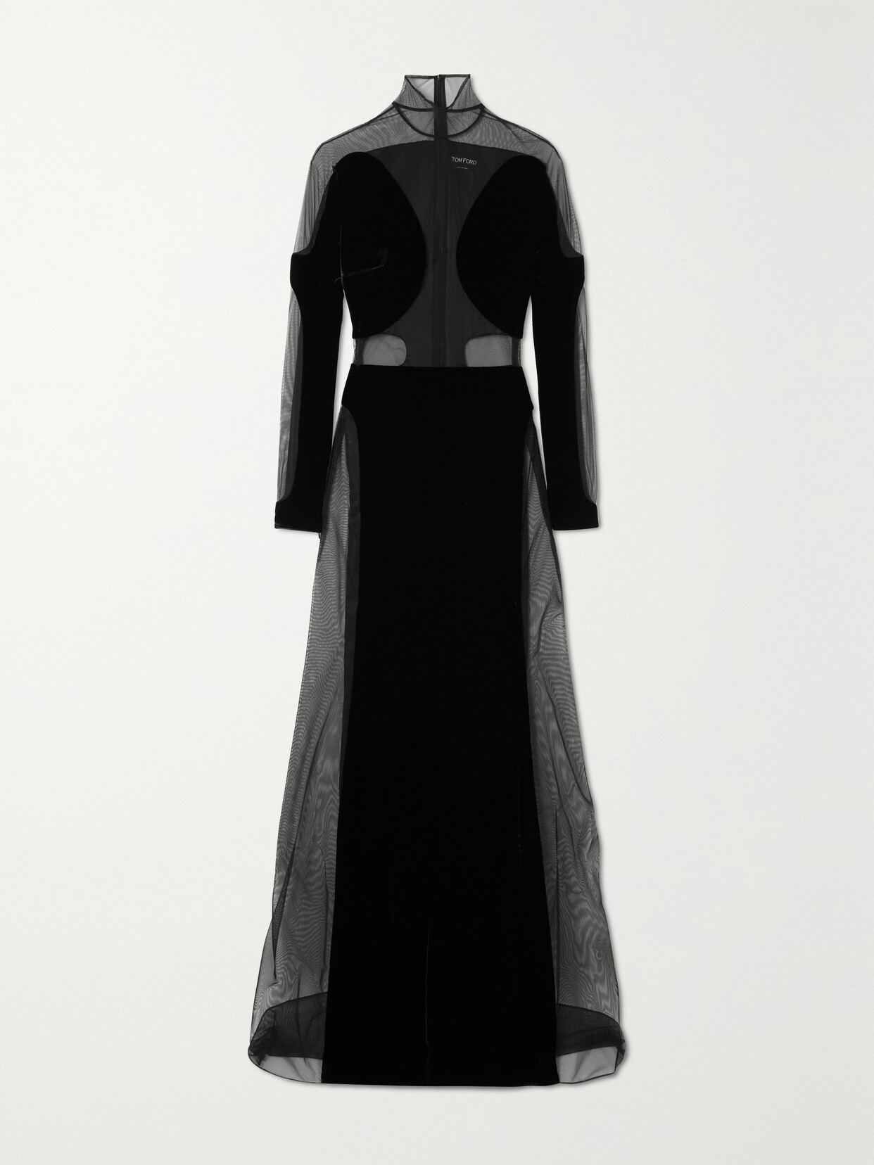 TOM FORD Paneled Velvet And Tulle Maxi Dress