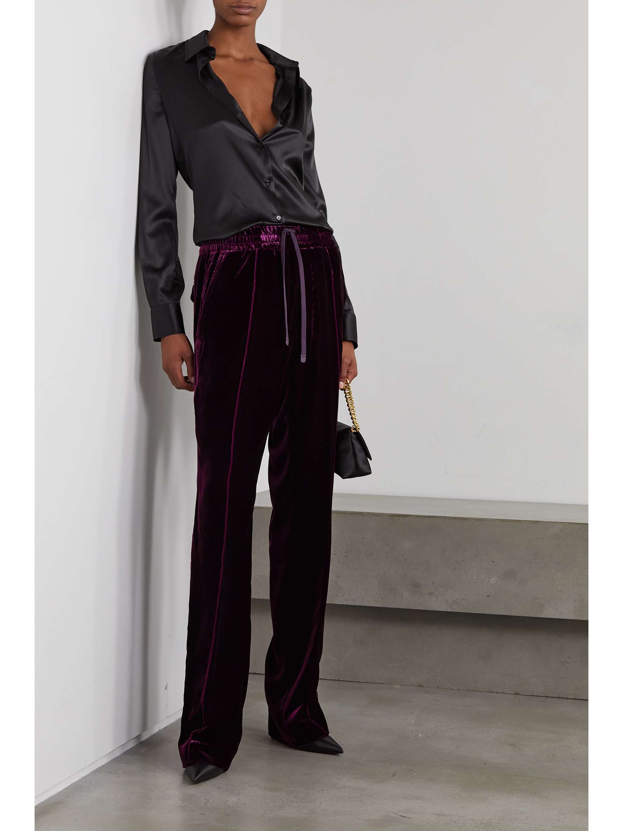 Pink Pleated velvet track pants | TOM FORD | NET-A-PORTER