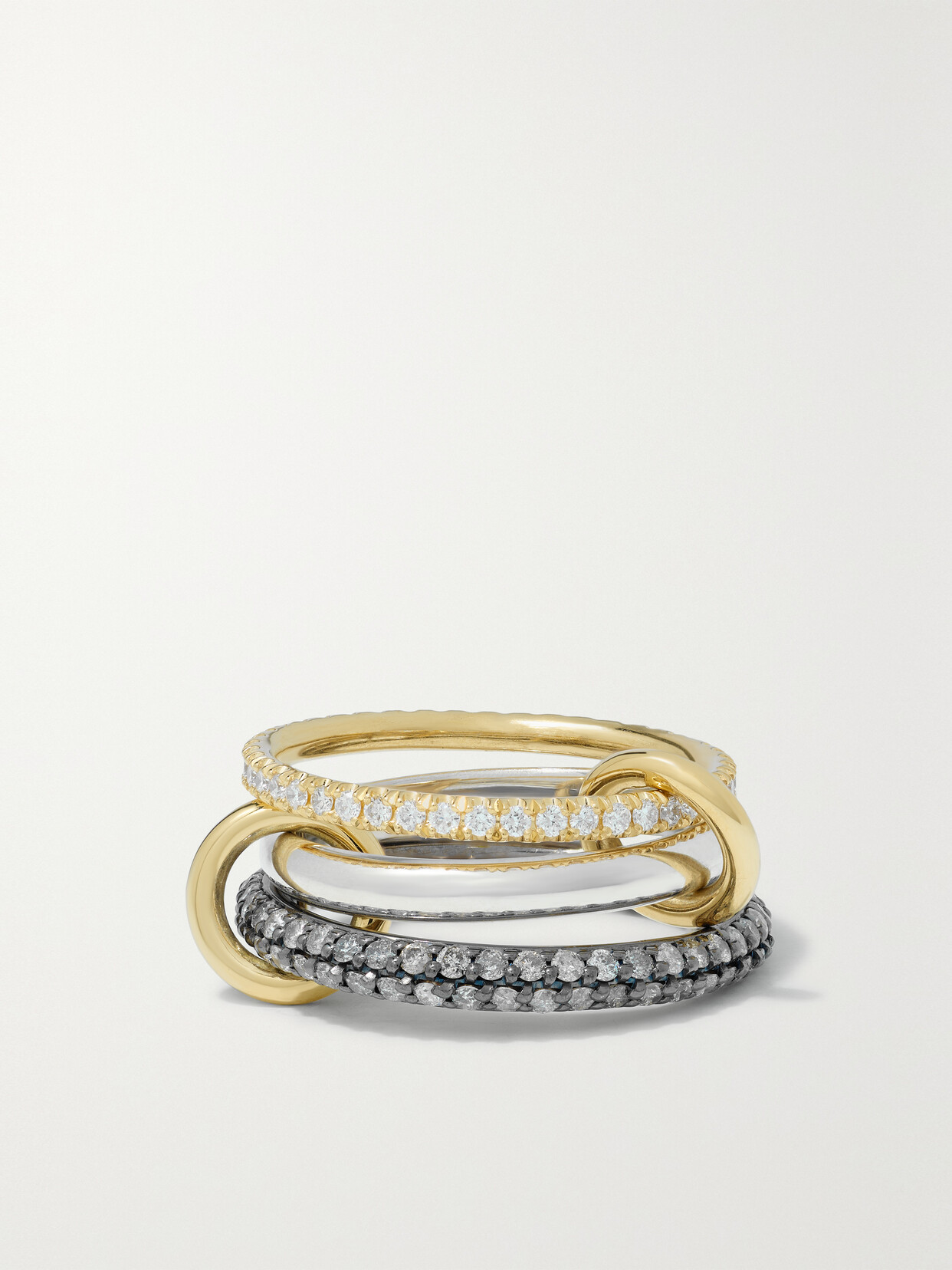 Spinelli Kilcollin Scorpio Set Of Three 18-karat Blackened, Yellow Gold And Sterling Silver Diamond Rings - 8