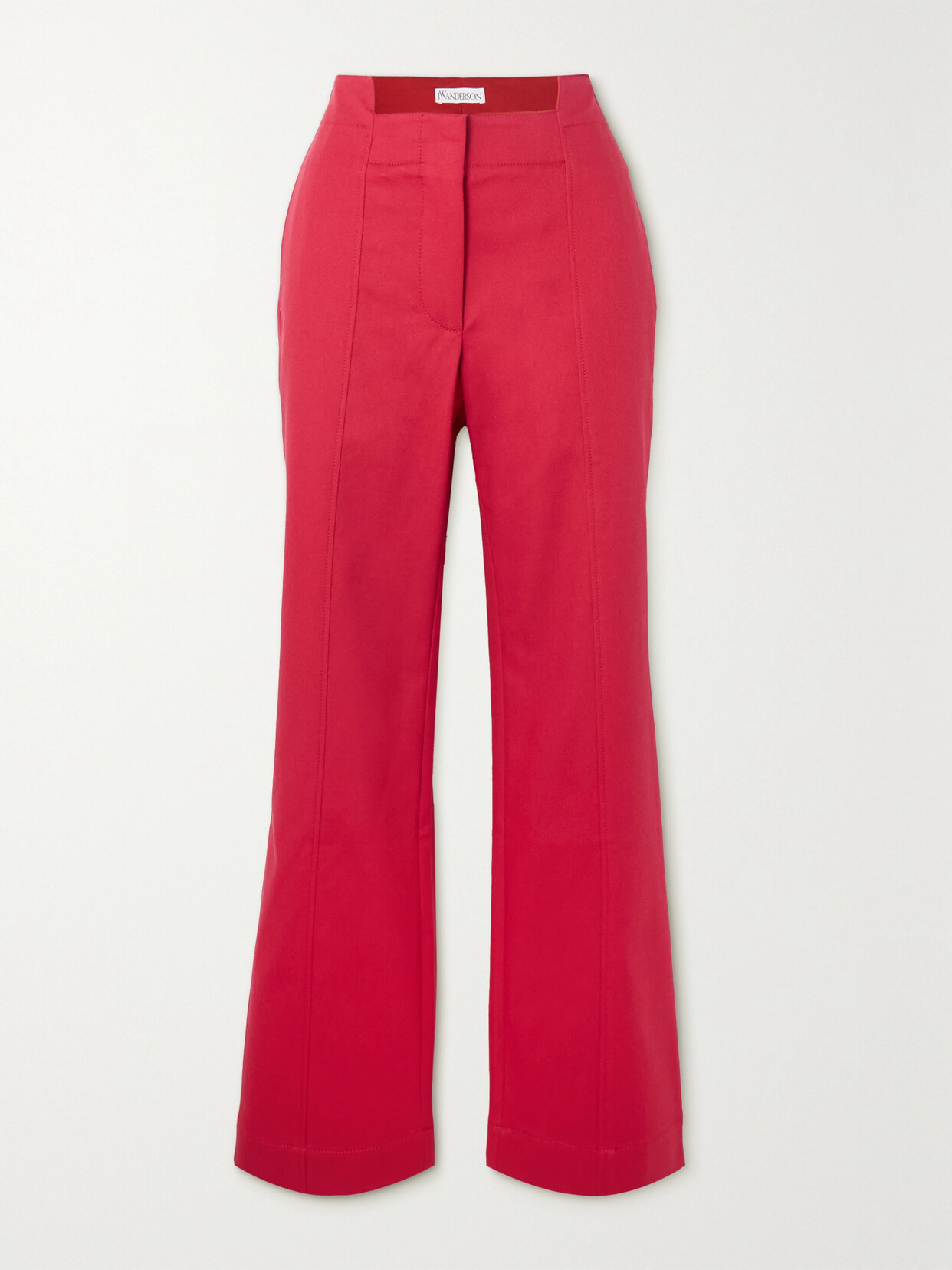 JW Anderson - Cropped Paneled Cotton-blend Twill Straight-leg Pants - Red