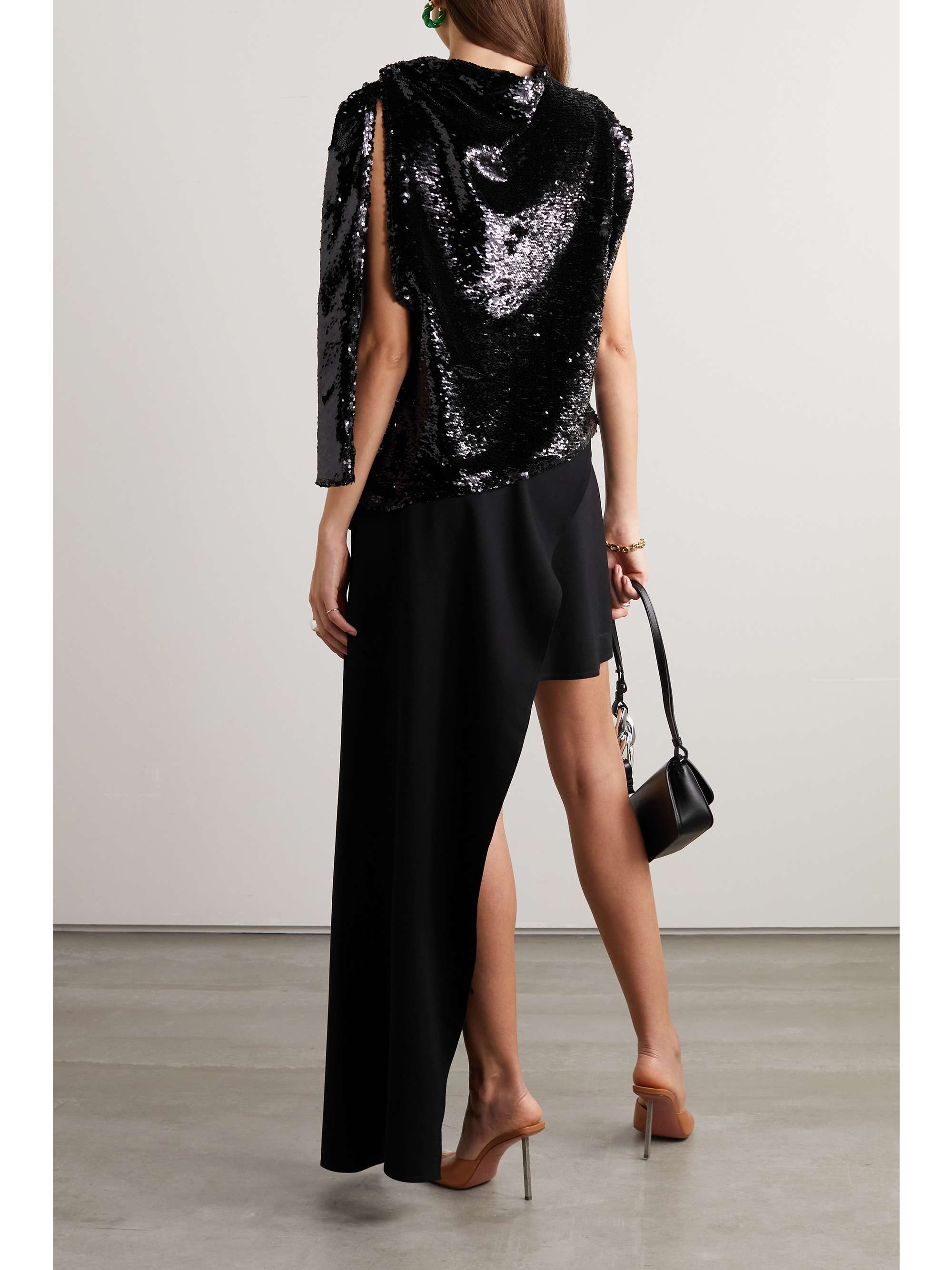 JW ANDERSON Asymmetric sequin-embellished jersey mini dress